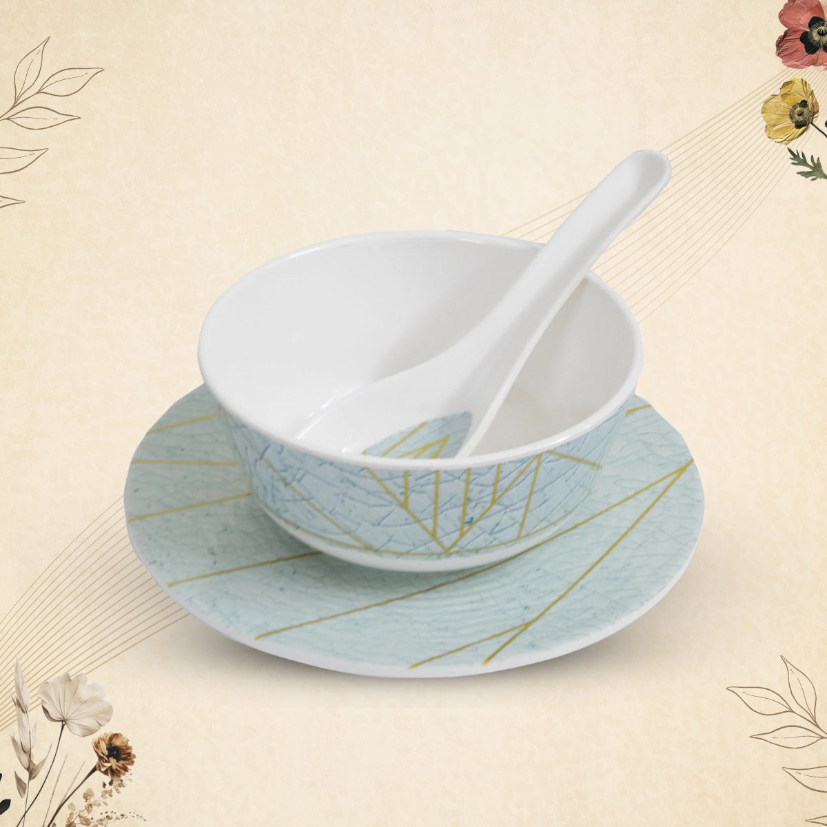 Stehlen Bowl Set, Soup set, Pure melamine, 18 Piece - Crackle Blue