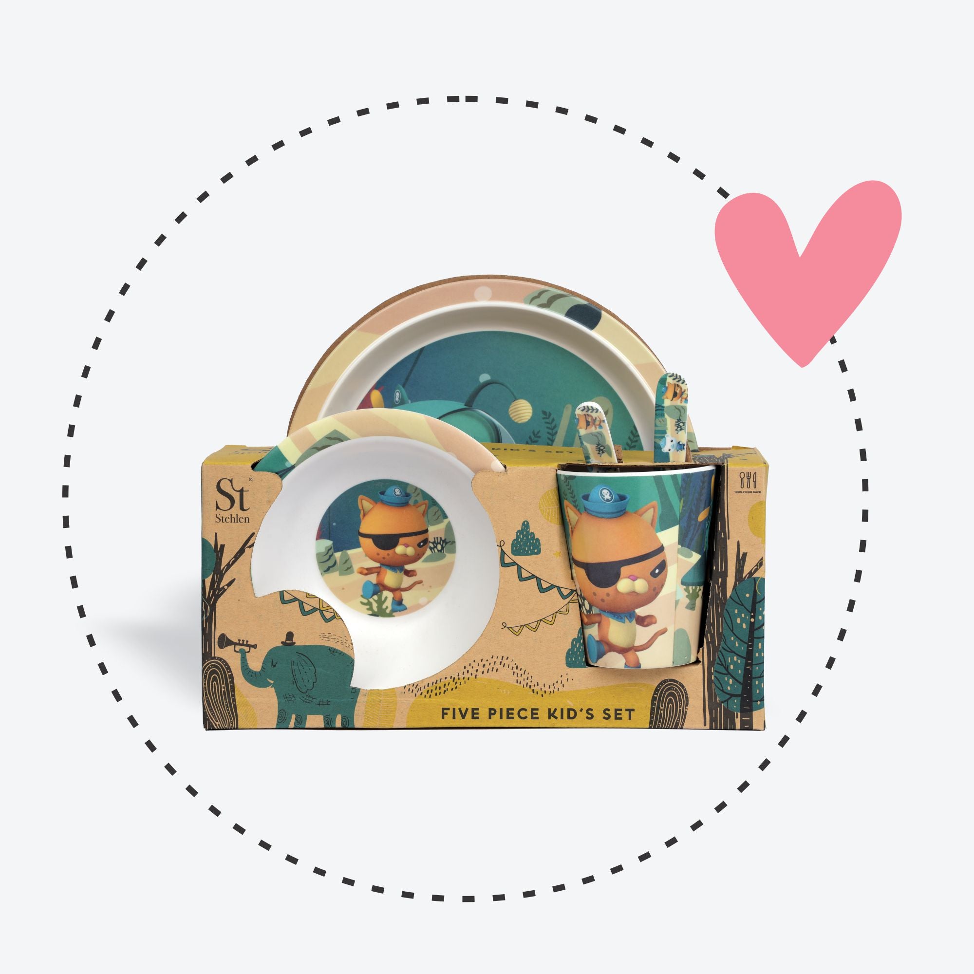 Stehlen set of 5 pcs kids feeding set, Pure melamine, OCEANIC WONDER