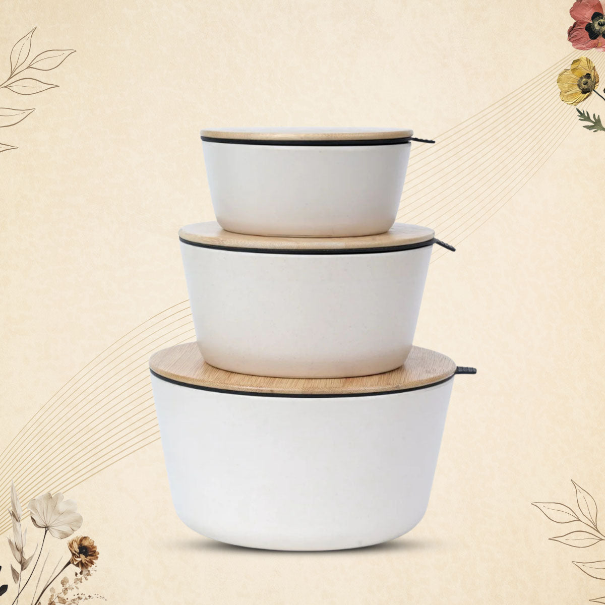 Stehlen 100% Pure melamine Set Of 3 Stock and Seal- Beige