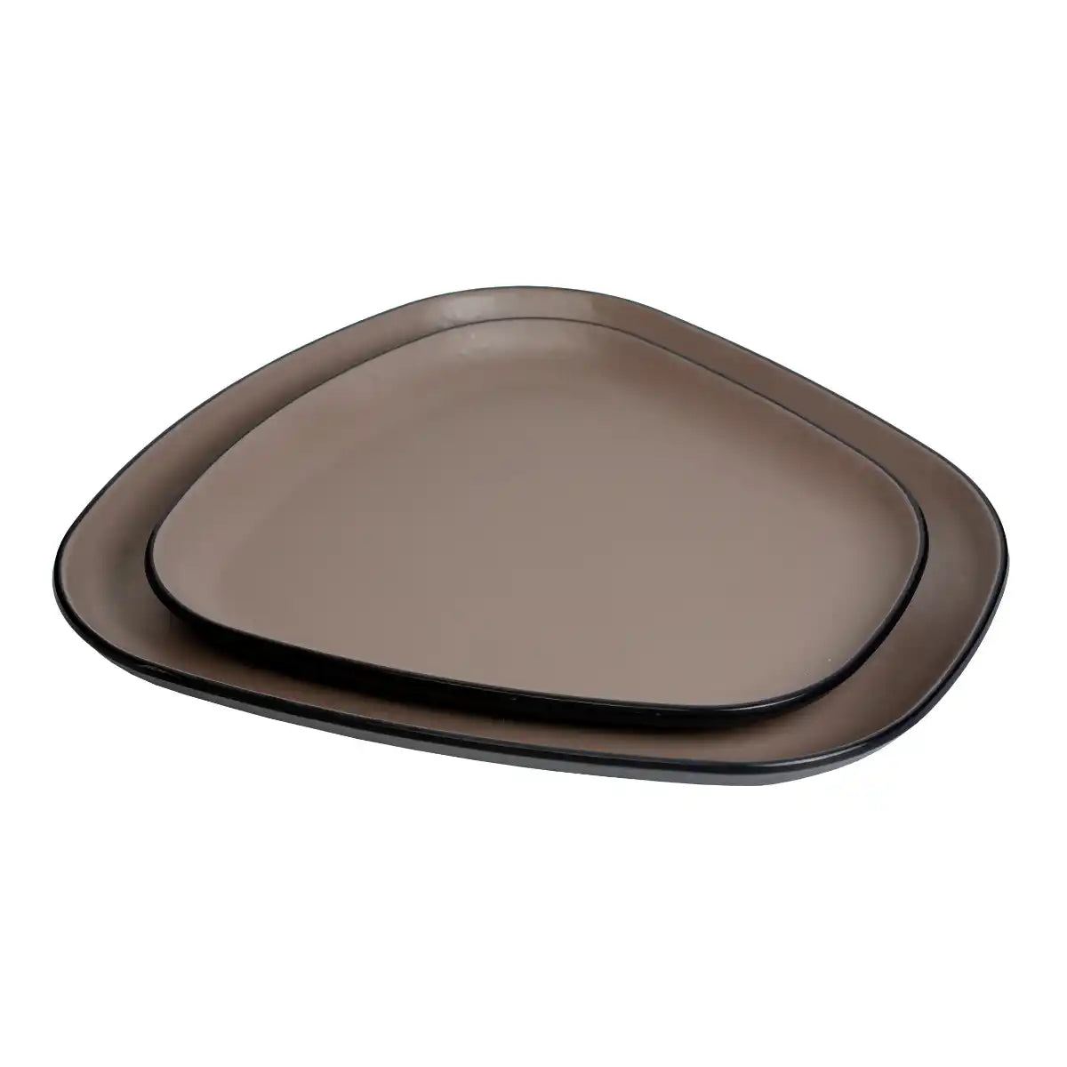 Dual Brown Melamine Trinity Platter | 10.5