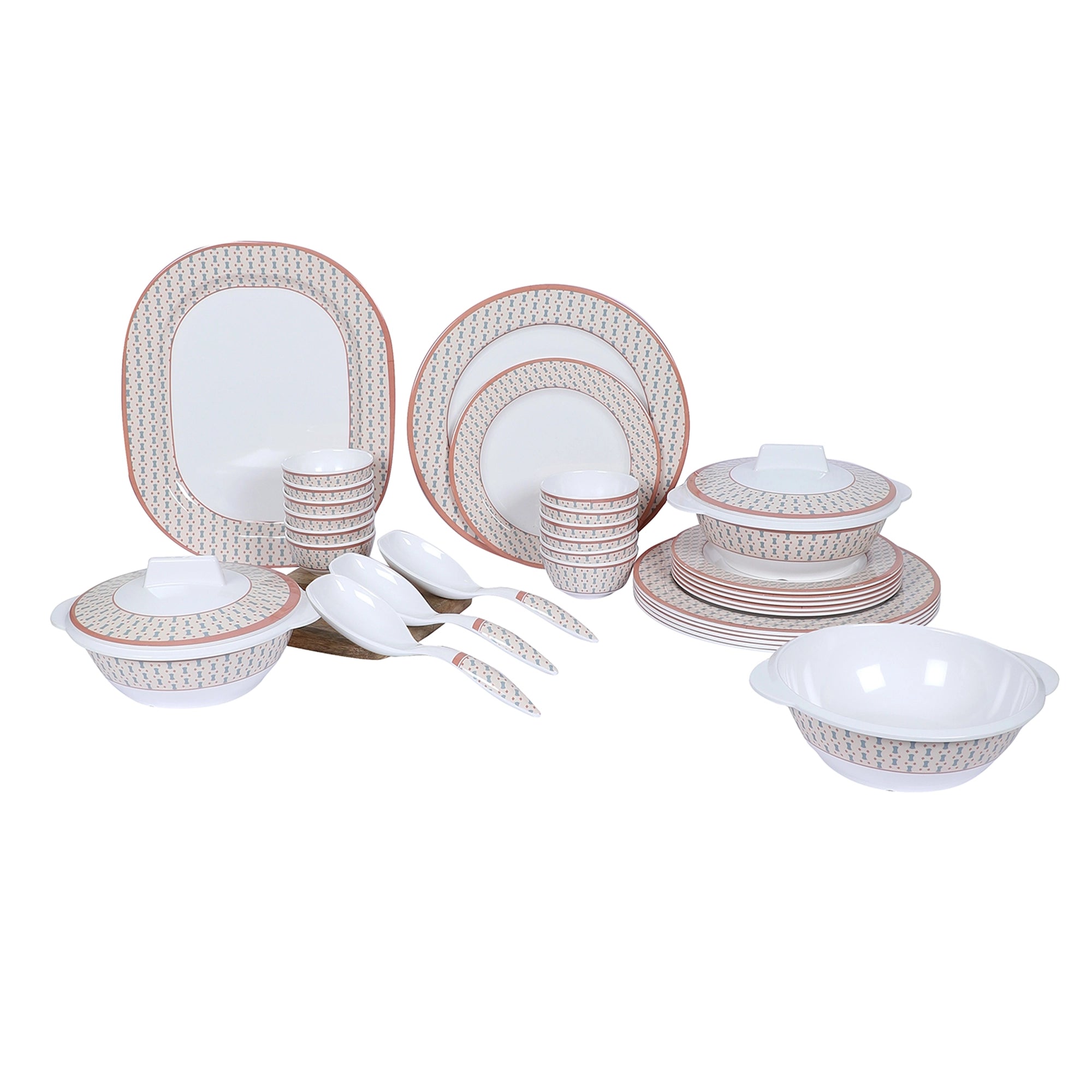Stehlen Dinnerware, Pure melamine, Vintage, 33 Piece Kitchen Set for home- MERDIAN BROWN