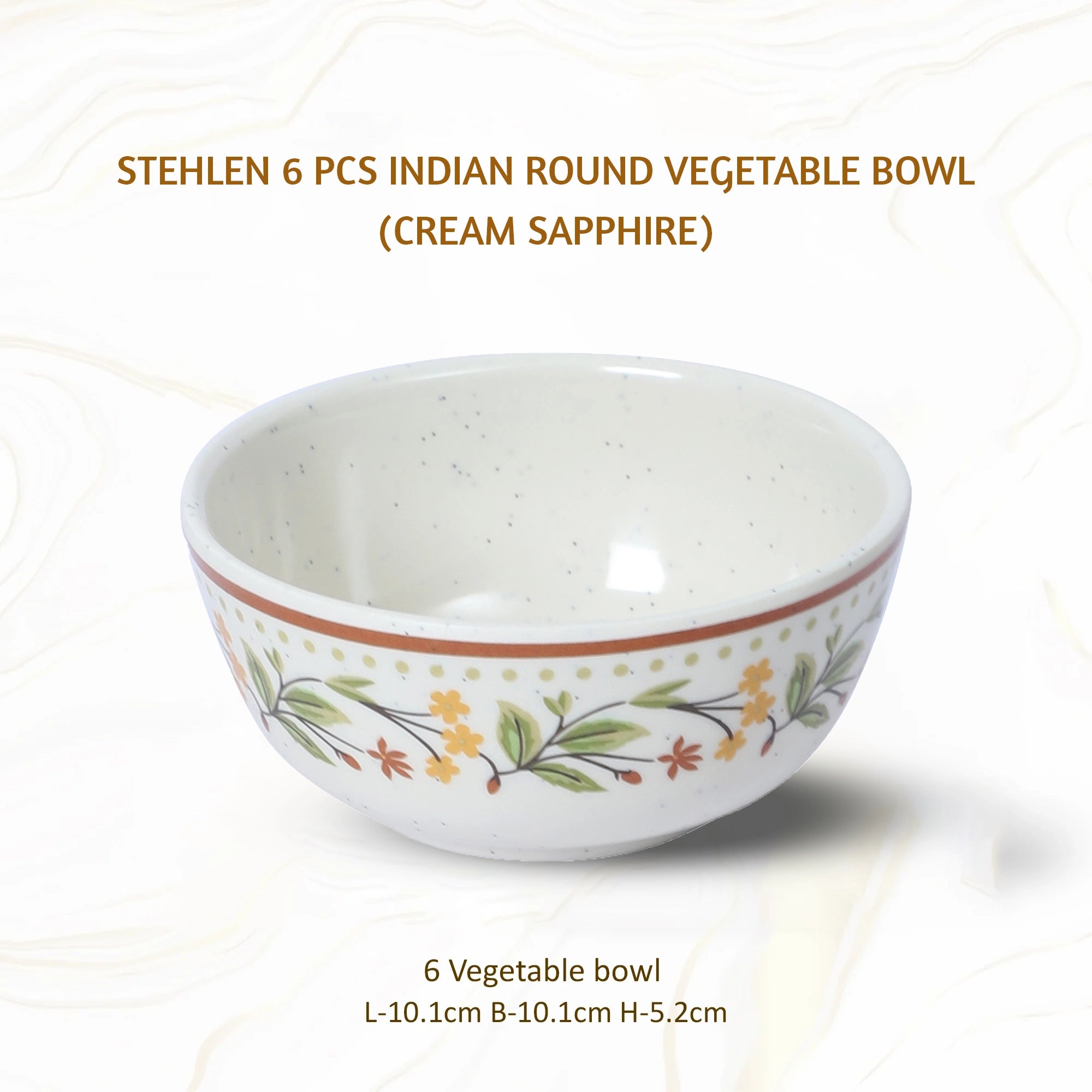 Stehlen Indian Round Dinnerware, Pure melamine, 6 Pcs Kitchen Set for home- CREAM SAPPHIRE