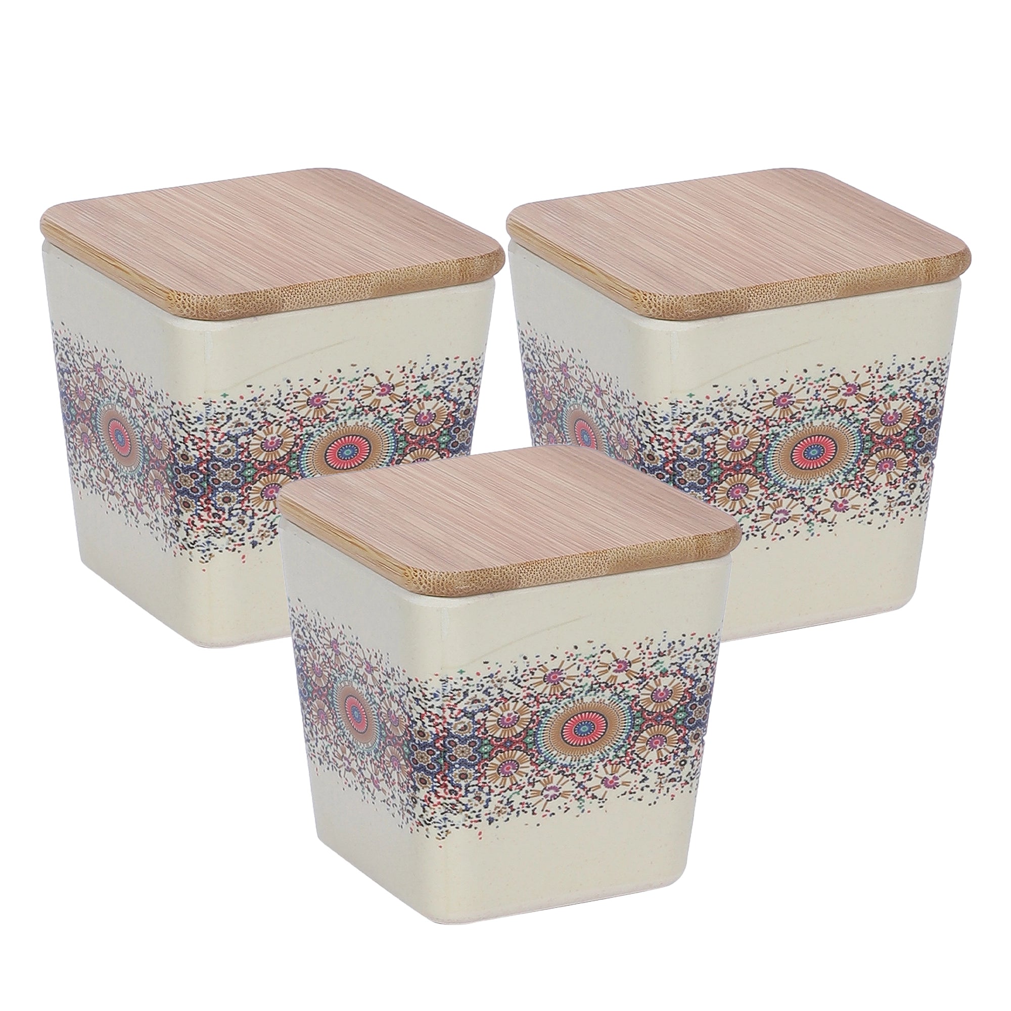 Stehlen 100% Pure melamine Set Of 3 Wooden Jars- HEAVEN