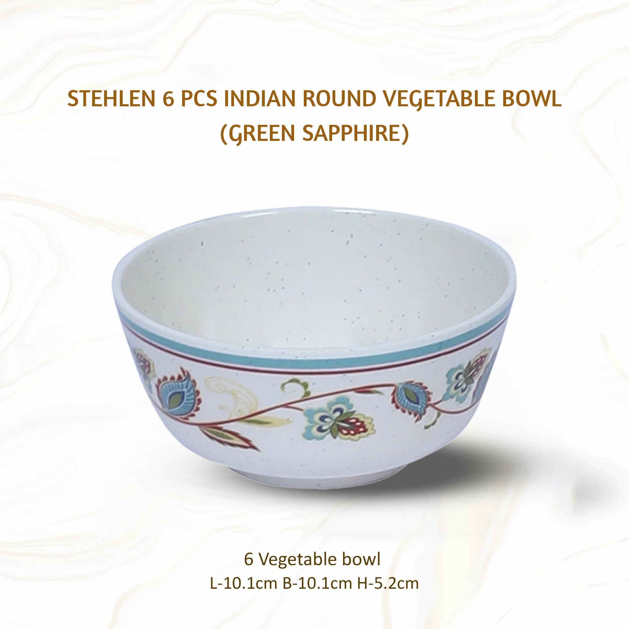 Stehlen Indian Round Dinnerware, Pure melamine, 6 Pcs Kitchen Set for home- GREEN SAPPHIRE