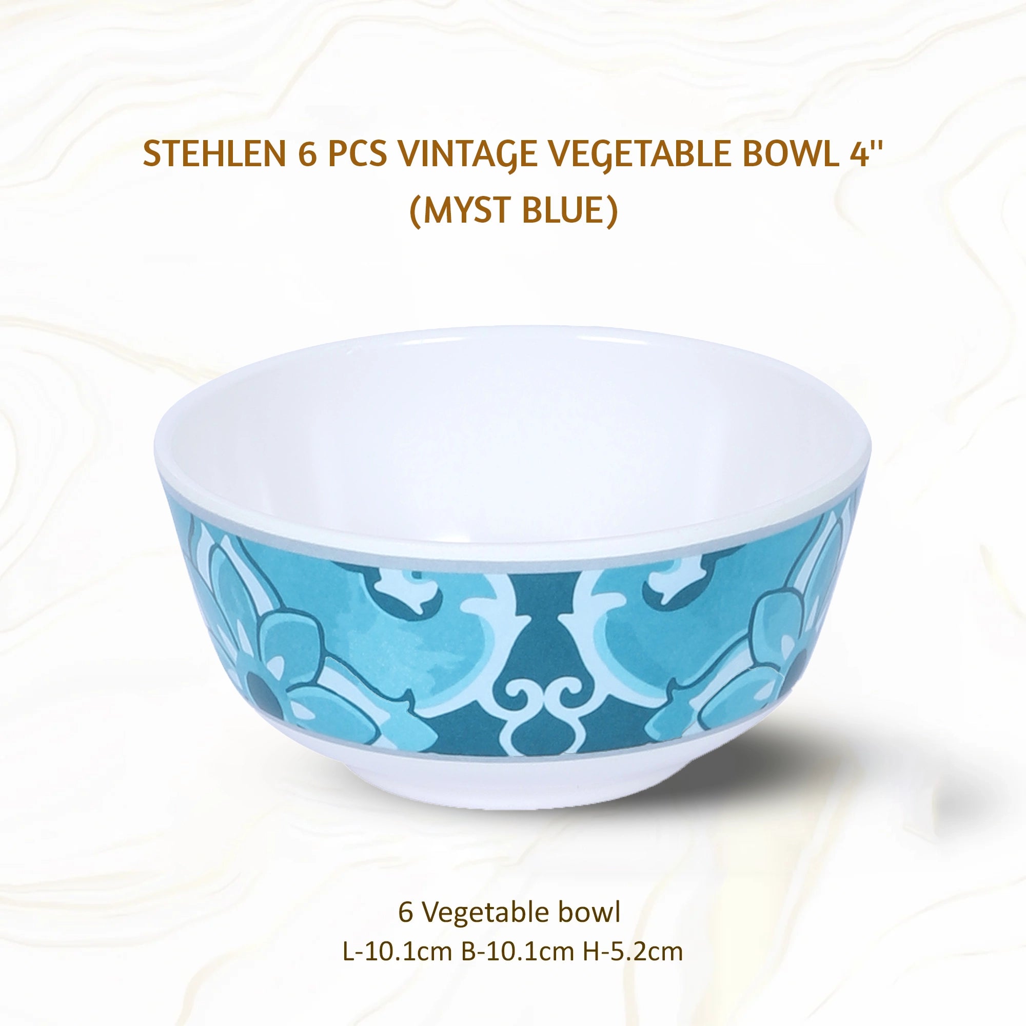 Stehlen Dinnerware, Pure melamine, Vintage, 6 Piece Vegetable Bowl, Kitchen Set for home- MYST BLUE
