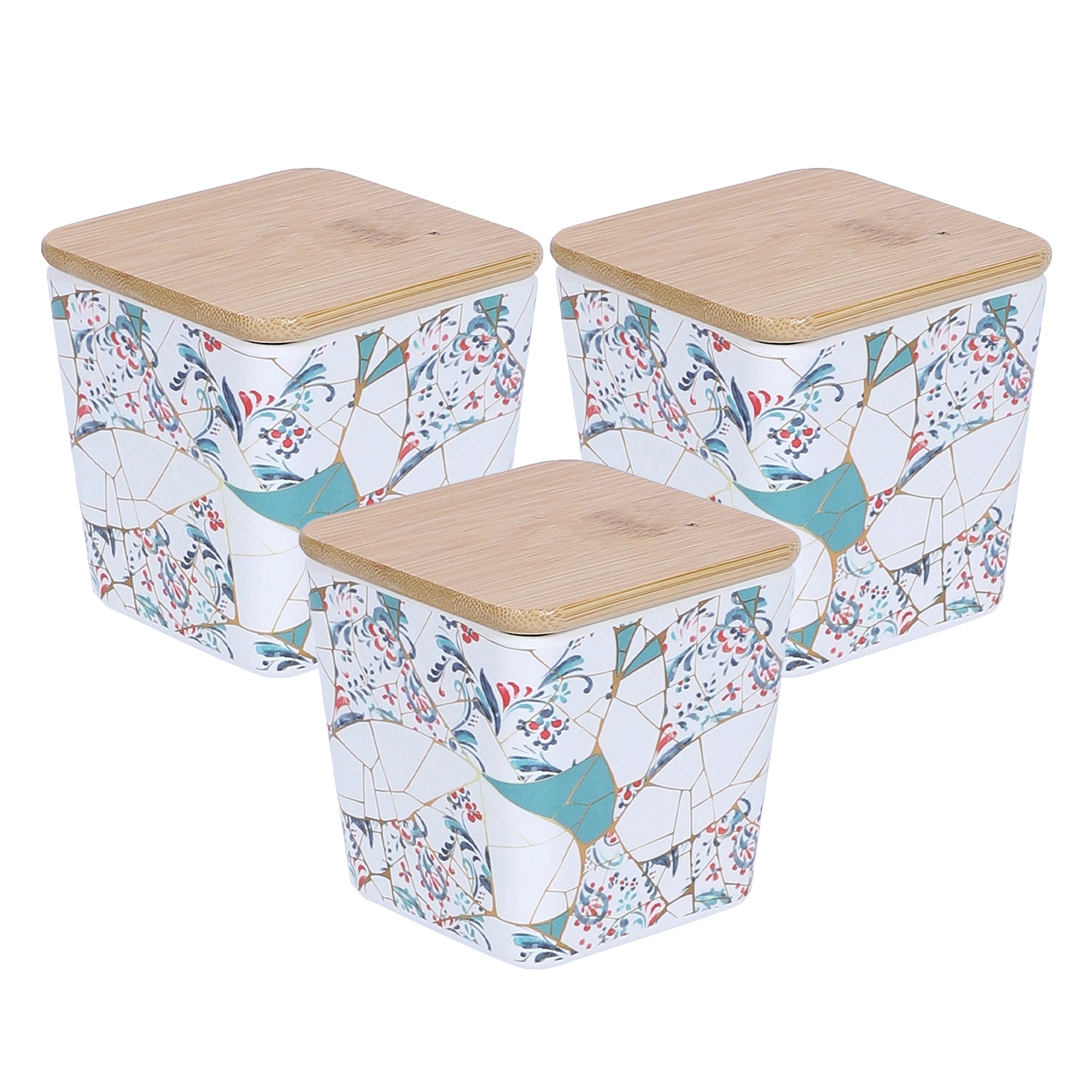 Stehlen 100% Pure melamine Set Of 3 Wooden Jars- ZEST