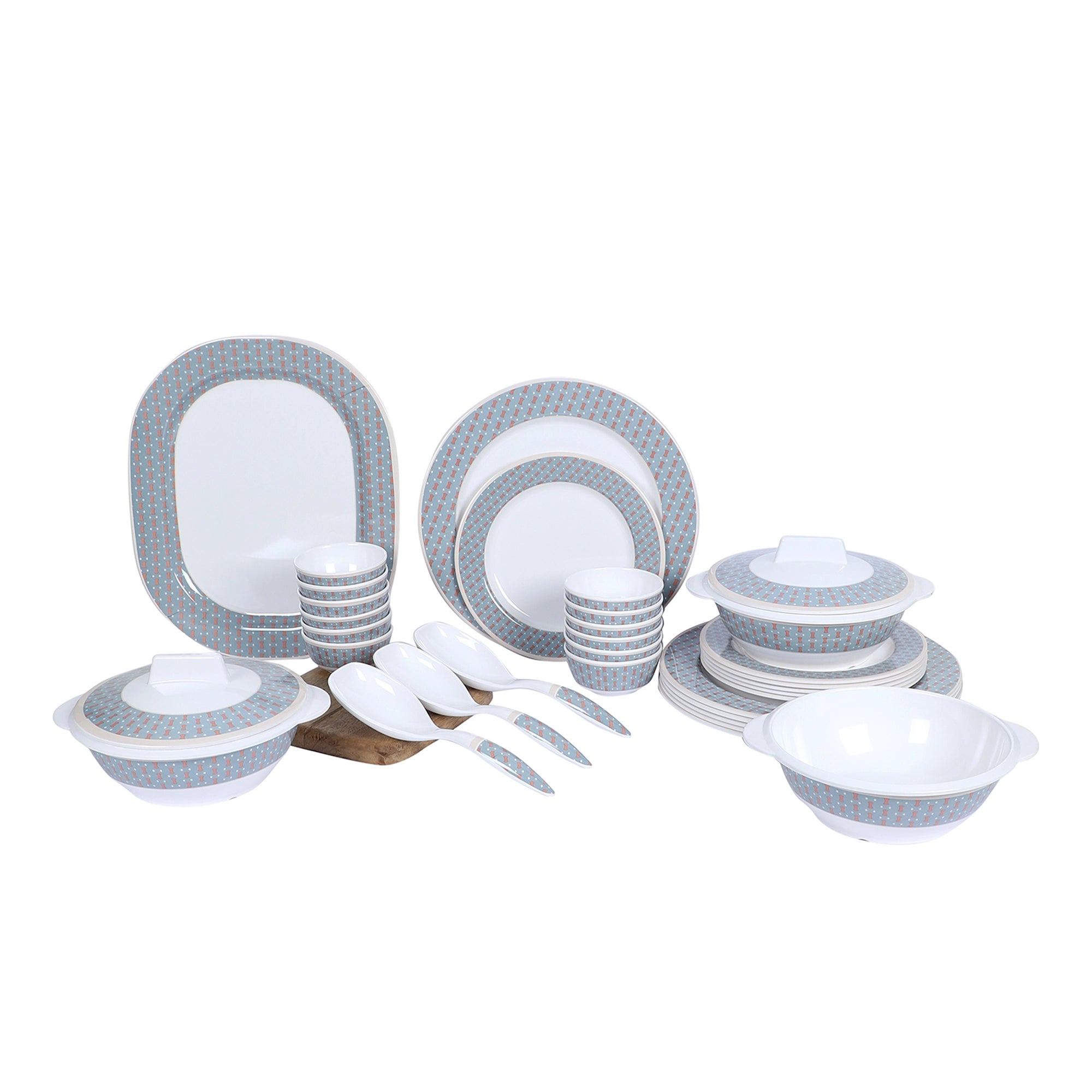 Stehlen Dinnerware, Pure melamine, Vintage, 24 Piece Kitchen Set for home- MERDIAN GRAY