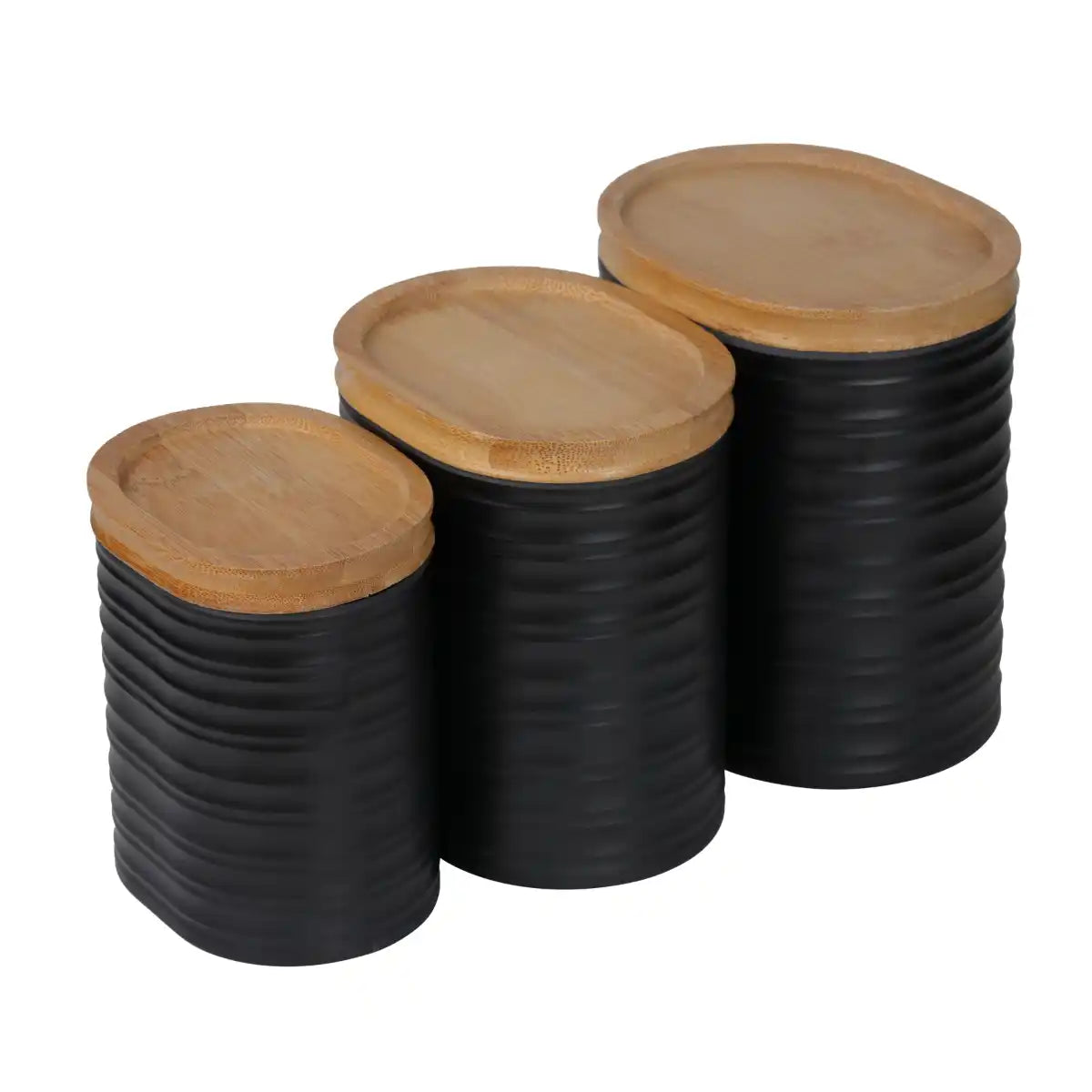 Wooden Lid Canister Set with Swirl Series | Medium Size Airtight Storage Gift Set - 100% Food Safe