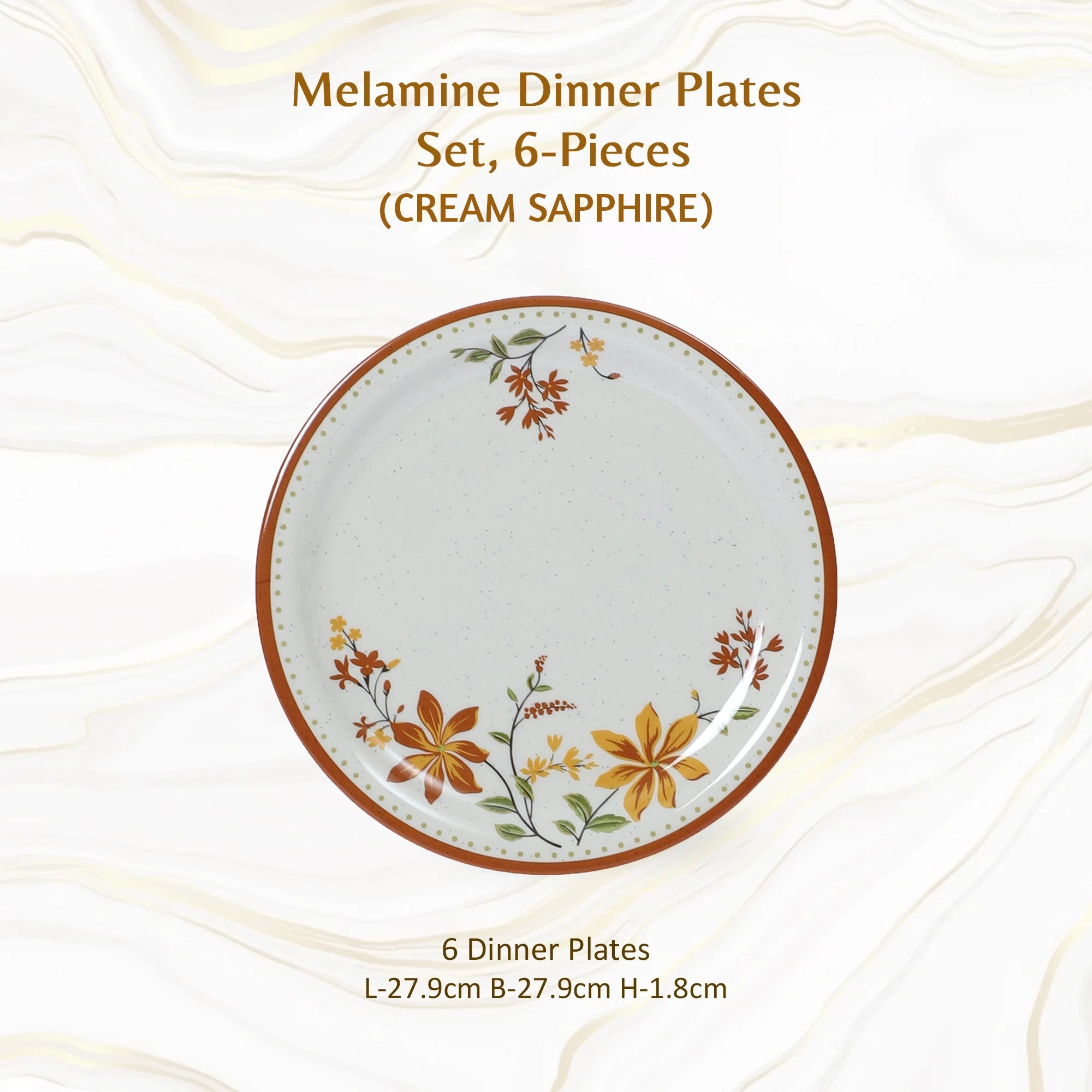 Stehlen Indian Round Dinnerware 6 Pcs Kitchen Set for home- CREAM SAPPHIRE