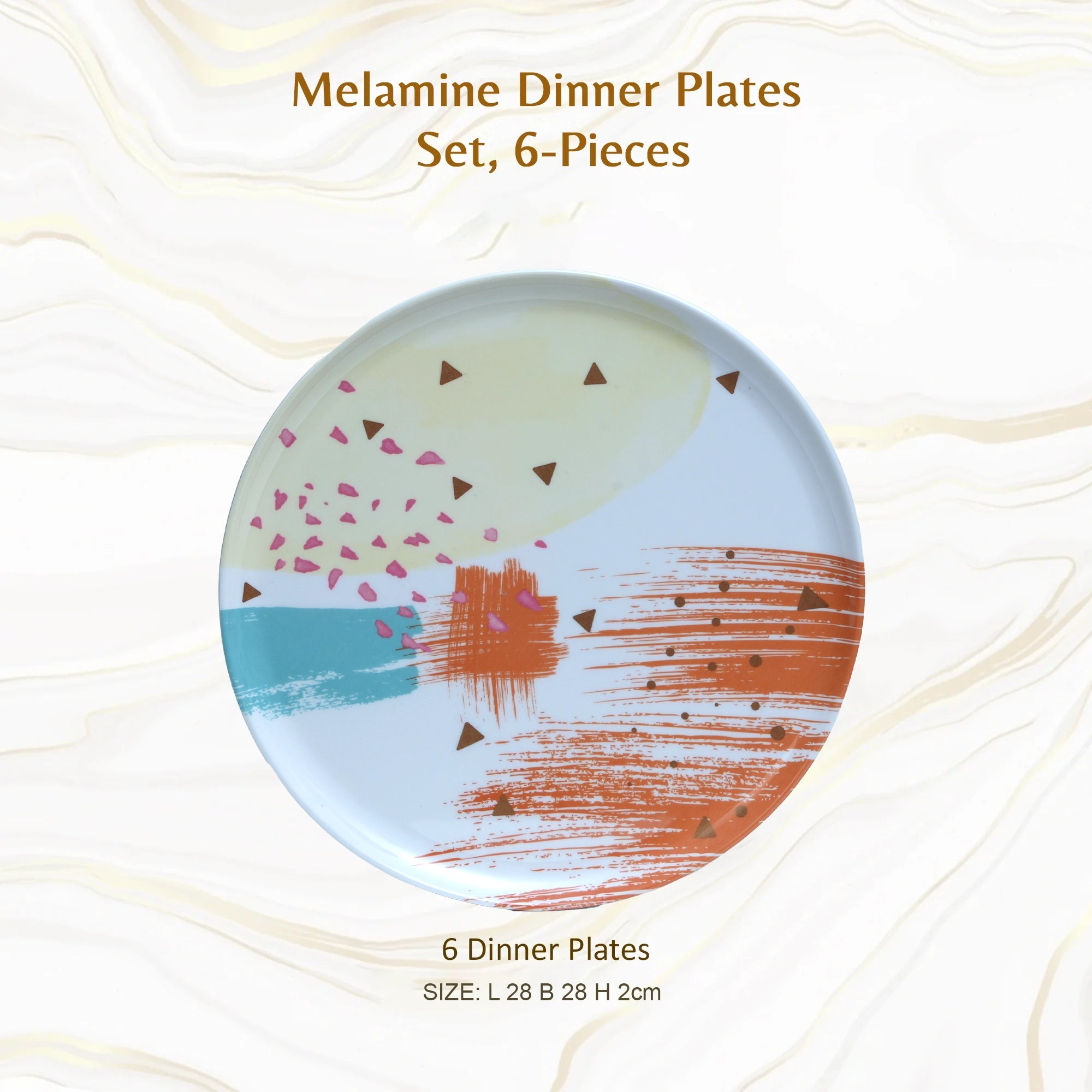 Stehlen Donna Glossy Dinnerware, Melamine 6 pcs- GOLDEN TERRAZZO