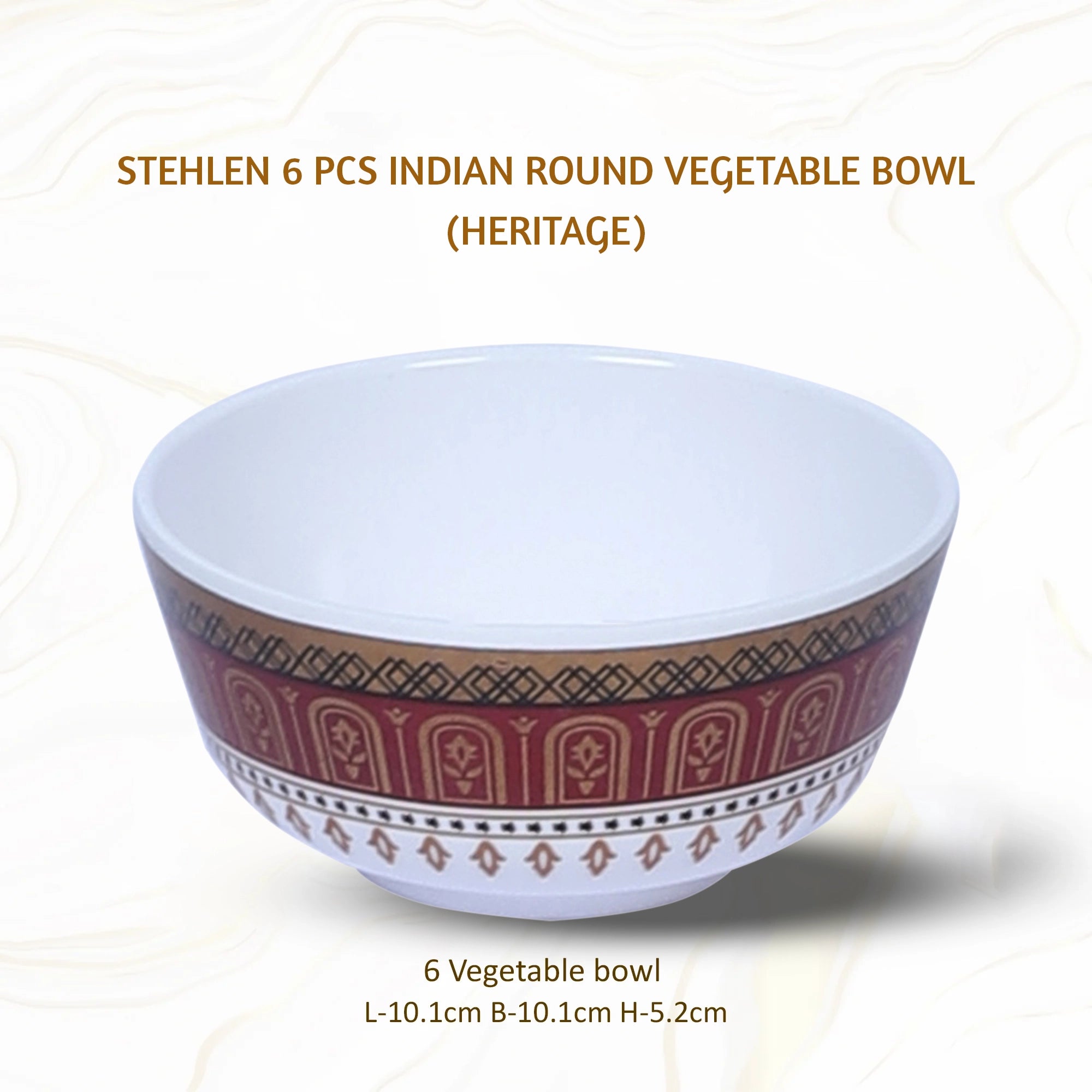 Stehlen Indian Round Dinnerware, Pure melamine, 6 Pcs Kitchen Set for home- HERITAGE