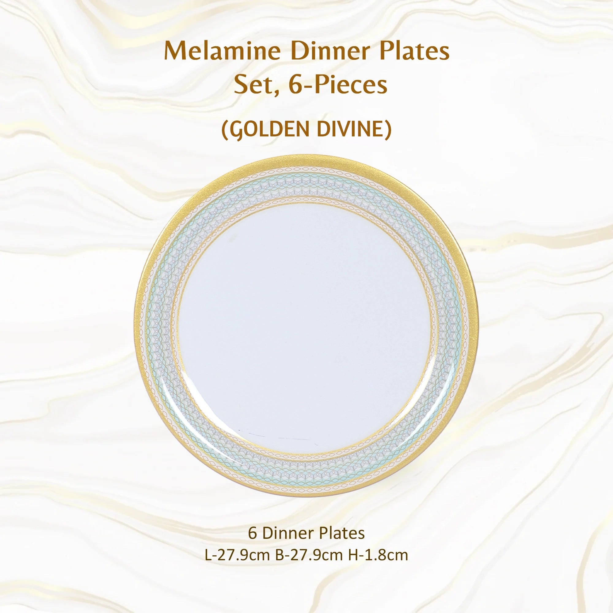 Stehlen Indian Round Dinnerware 6 Pcs Kitchen Set for home- GOLDEN DIVINE