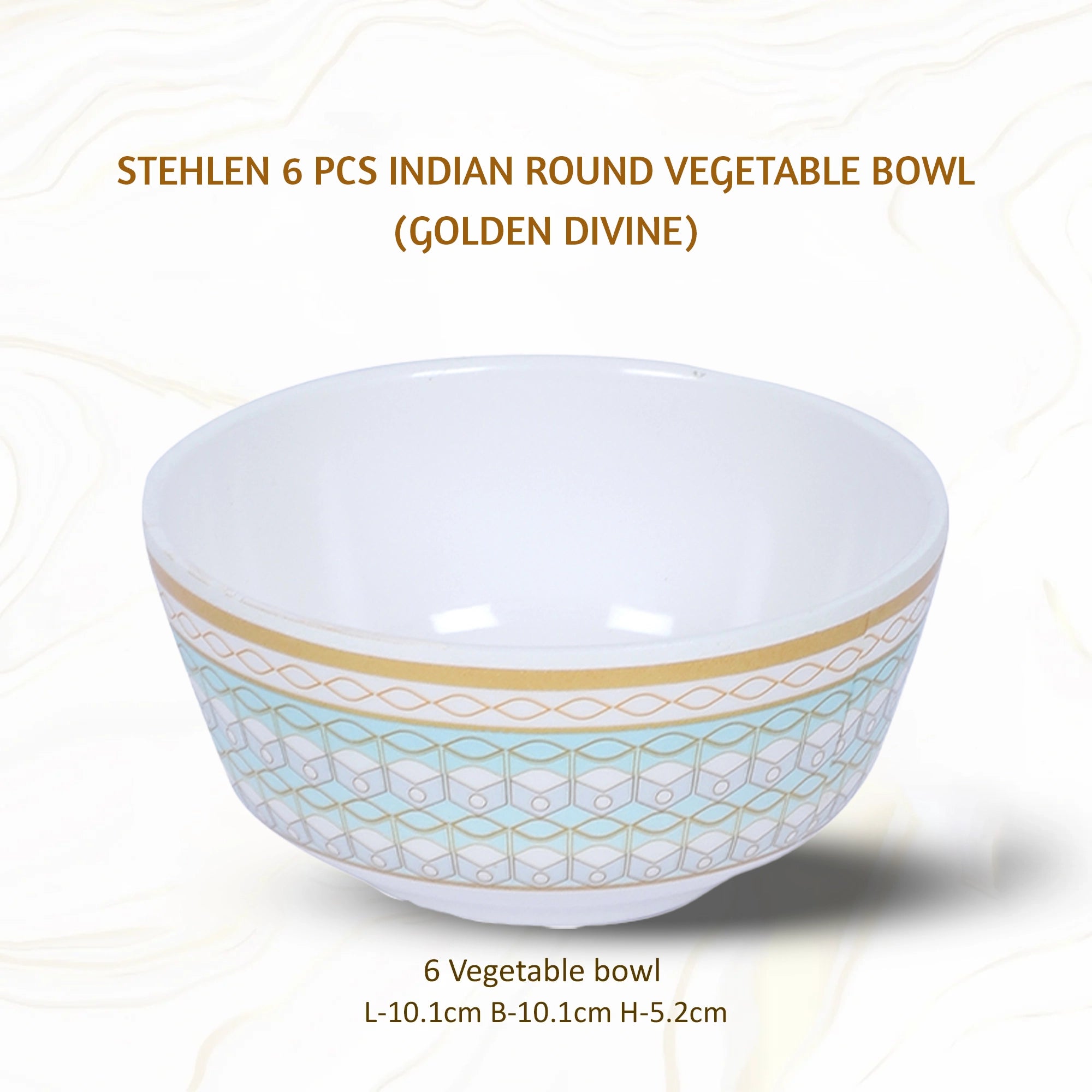 Stehlen Indian Round Dinnerware, Pure melamine, 6 Pcs Kitchen Set for home- GOLDEN DIVINE