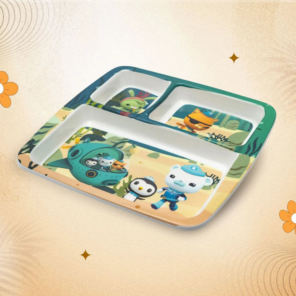 Stehlen Dinnerware, Dinner Plates, 3 Partition Plates - Oceanic Wonder