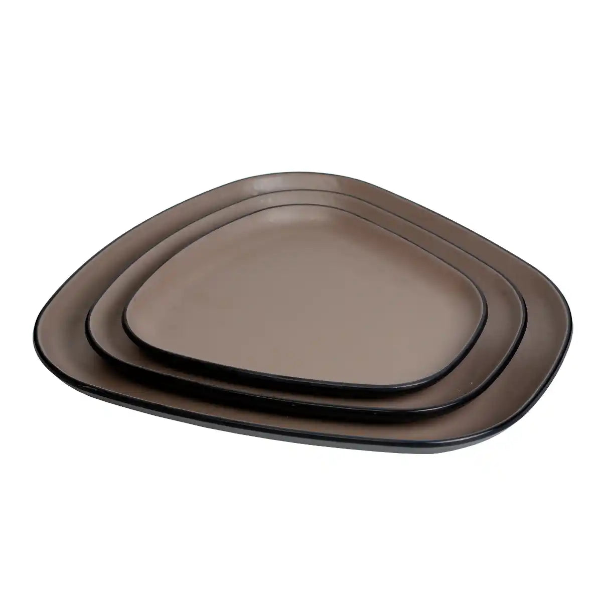 Dual Brown Melamine Trinity Platter | 10.5
