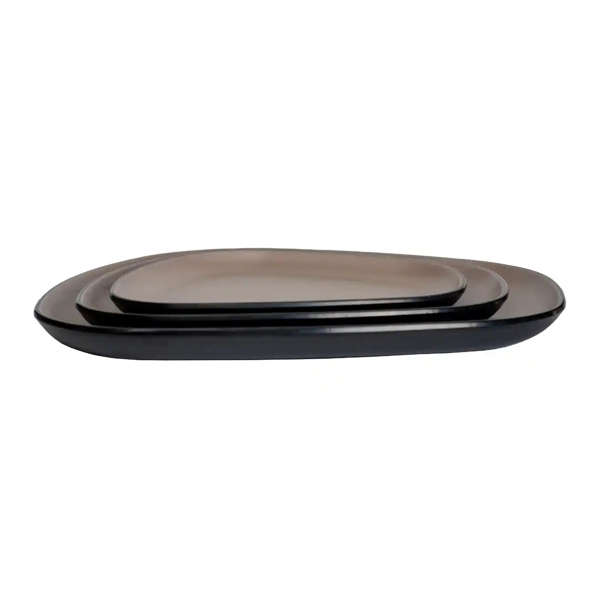 Dual Brown Melamine Trinity Platter | 10.5