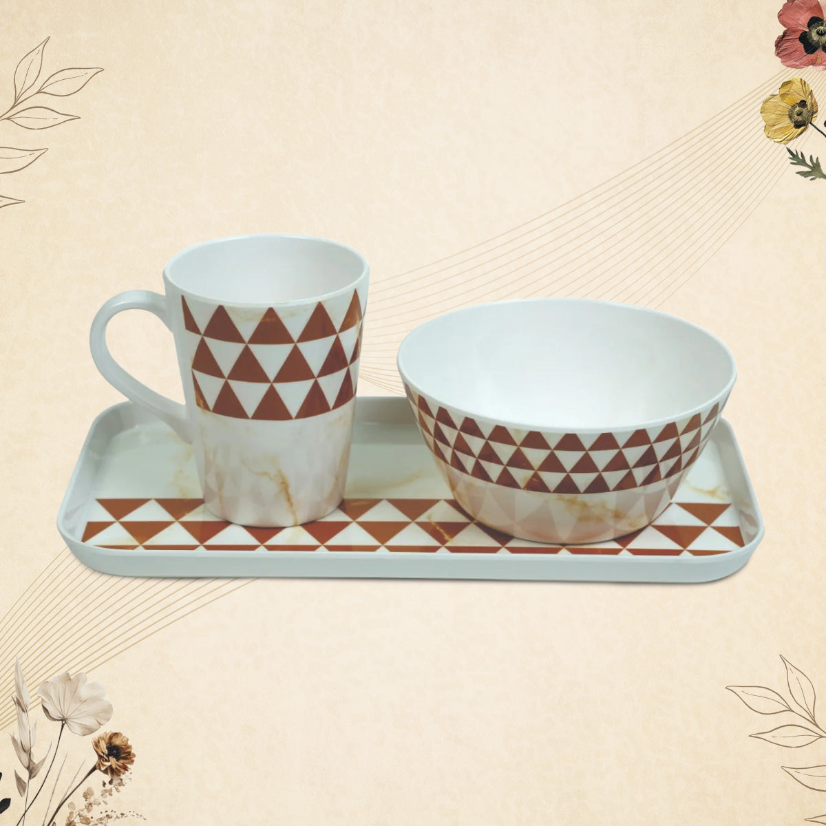 Stehlen Coffee Cups Set & Tray, 3 Piece Tea Coffee & Snacks Set, Pure melamine, Gift Set, Cup and Tray Set-Trio Blonde