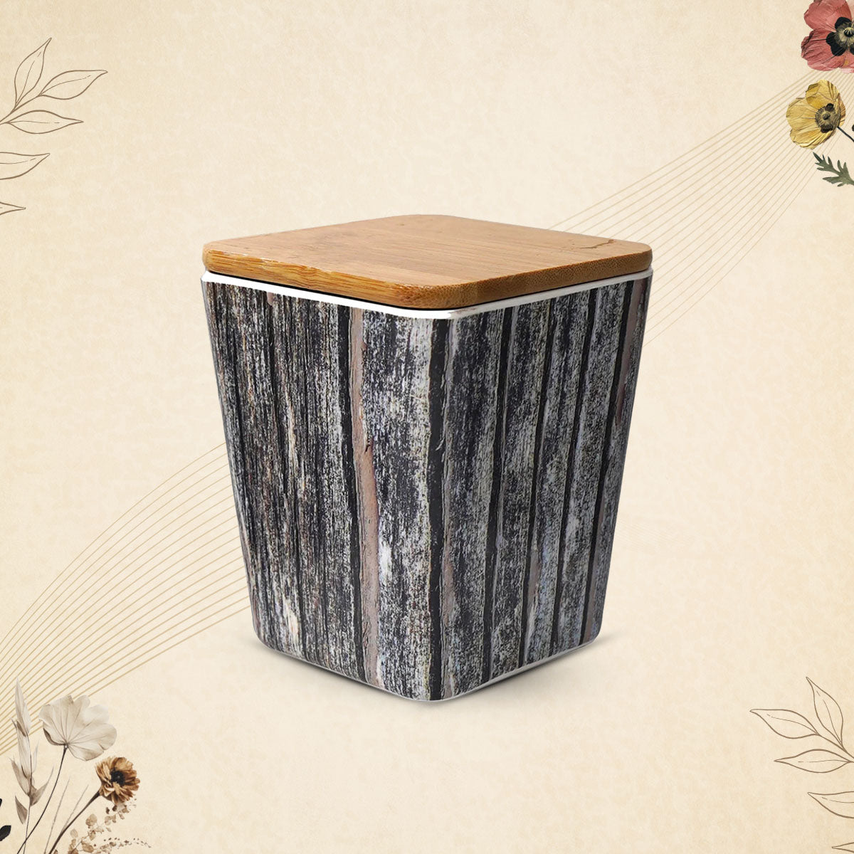 Stehlen 100% Pure melamine Set Of 3 Wooden Jars- Wooden