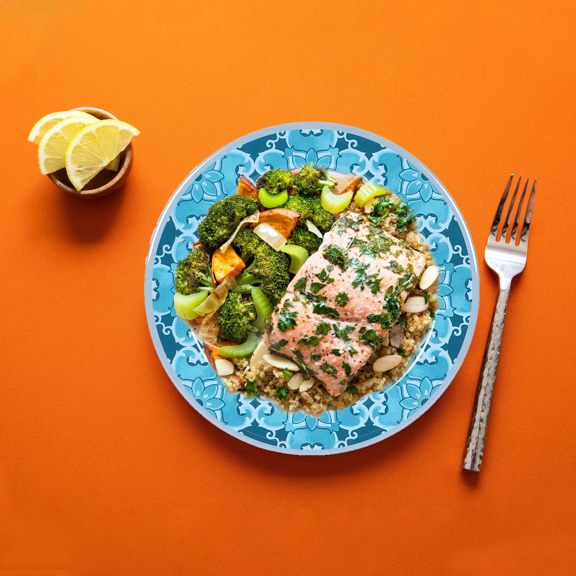 Stehlen Dinnerware, Pure melamine, Vintage, 6 Piece Dinner Plate, Kitchen Set for home- MYST BLUE