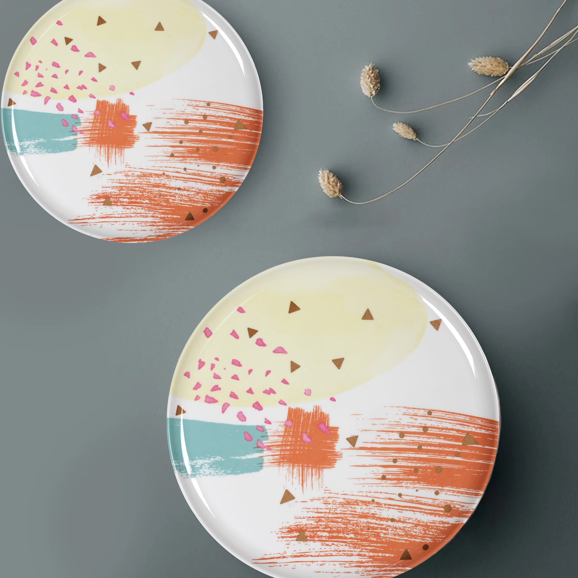Stehlen Donna Glossy Dinnerware, Pure melamine, 24 Piece - GOLDEN TERRAZZO
