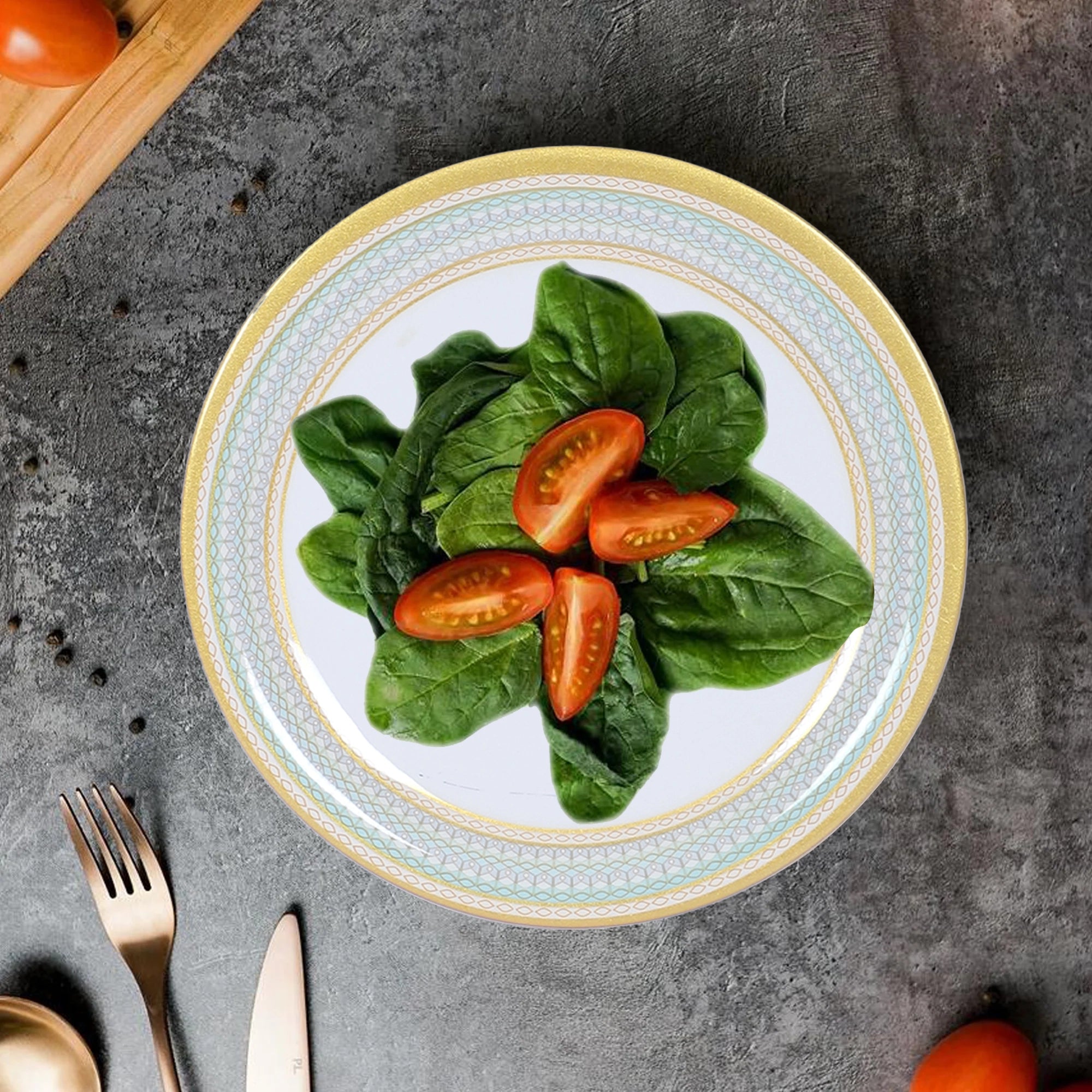 Stehlen Indian Round Dinnerware 6 Pcs Kitchen Set for home- GOLDEN DIVINE