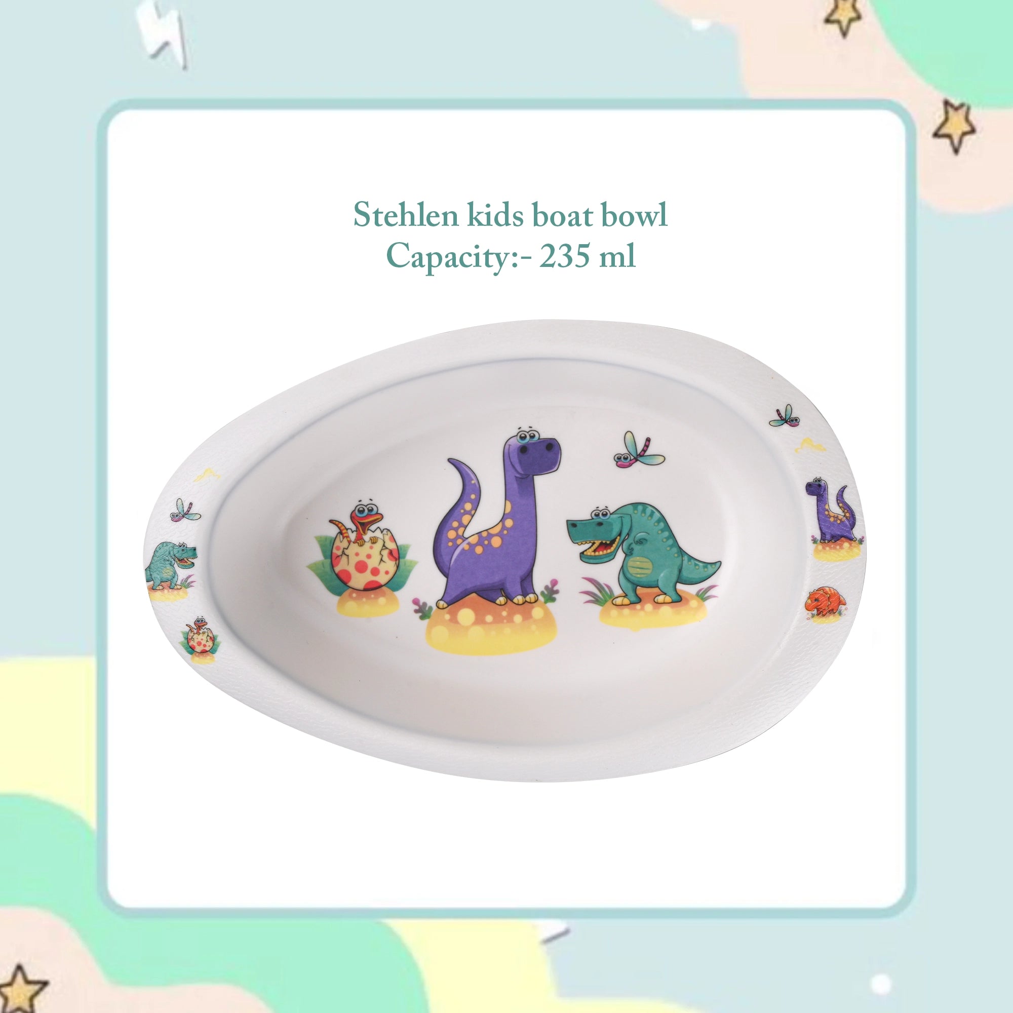 Stehlen kids boat bowl, Pure melamine, HAPPY DINO