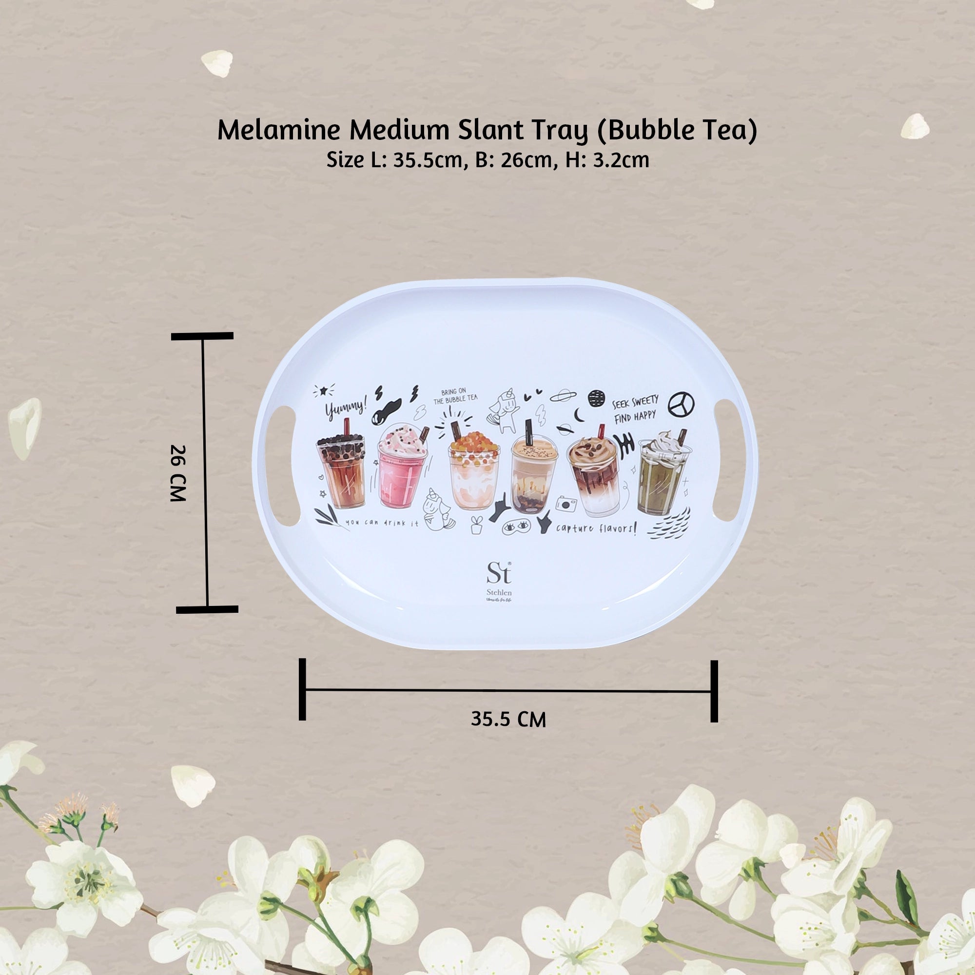 Stehlen Set of 3 Slant tray, Pure melamine, BUBBLE TEA