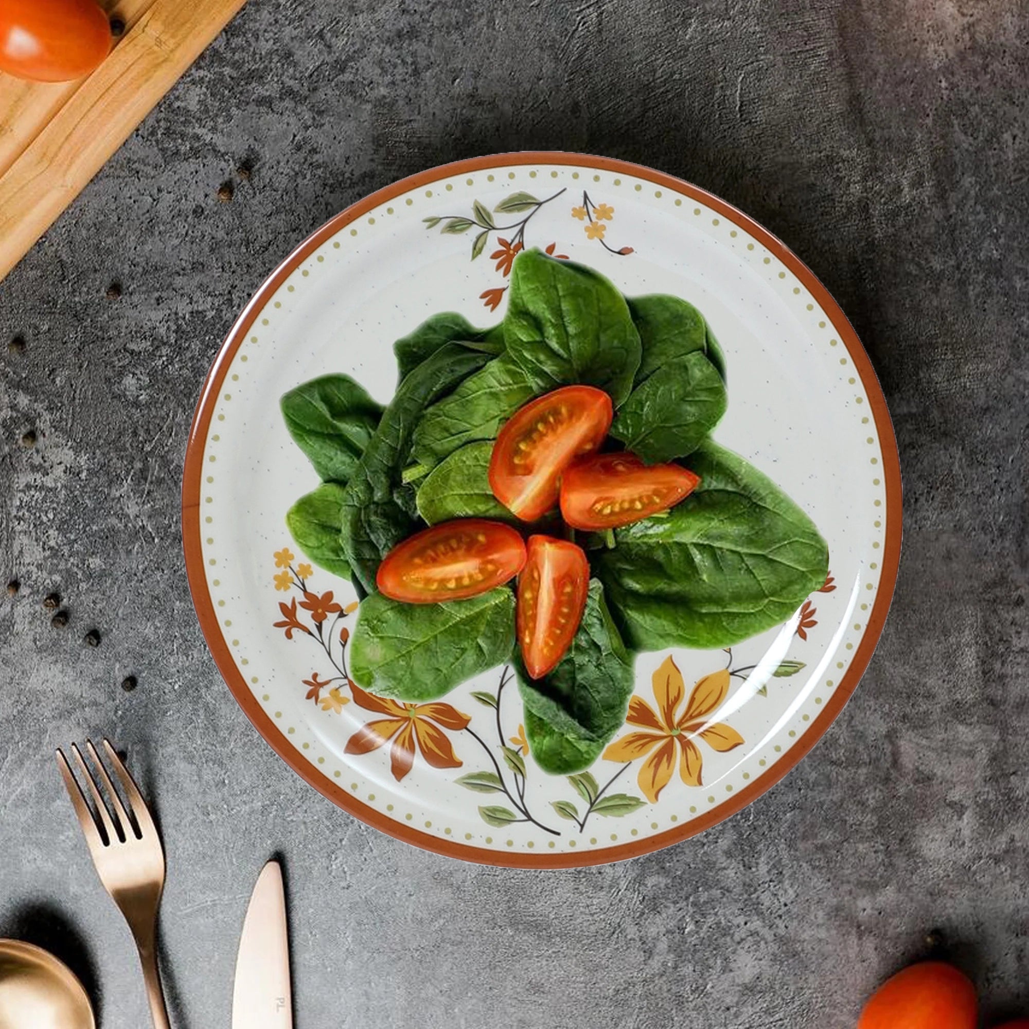 Stehlen Indian Round Dinnerware 6 Pcs Kitchen Set for home- CREAM SAPPHIRE