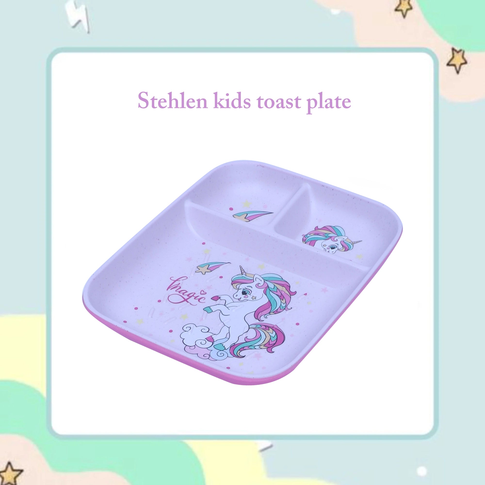 Stehlen kids toast plate, Pure melamine, DANCING SEA HORSE