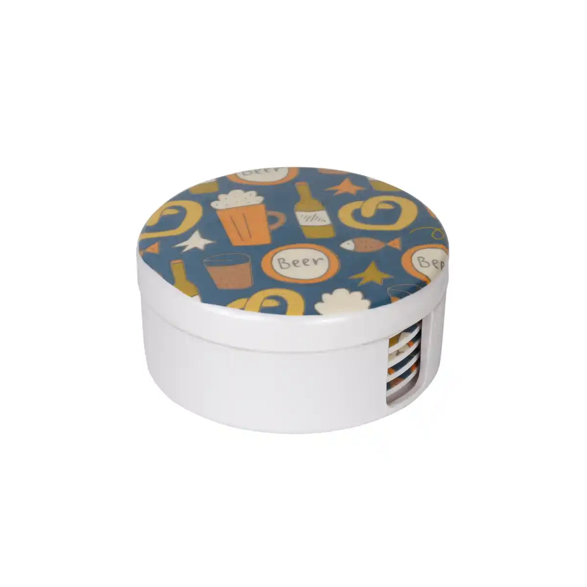 8 Pcs Melamine Coaster Set with Holder Case | Beer N' Chew Series – 100% Food Safe