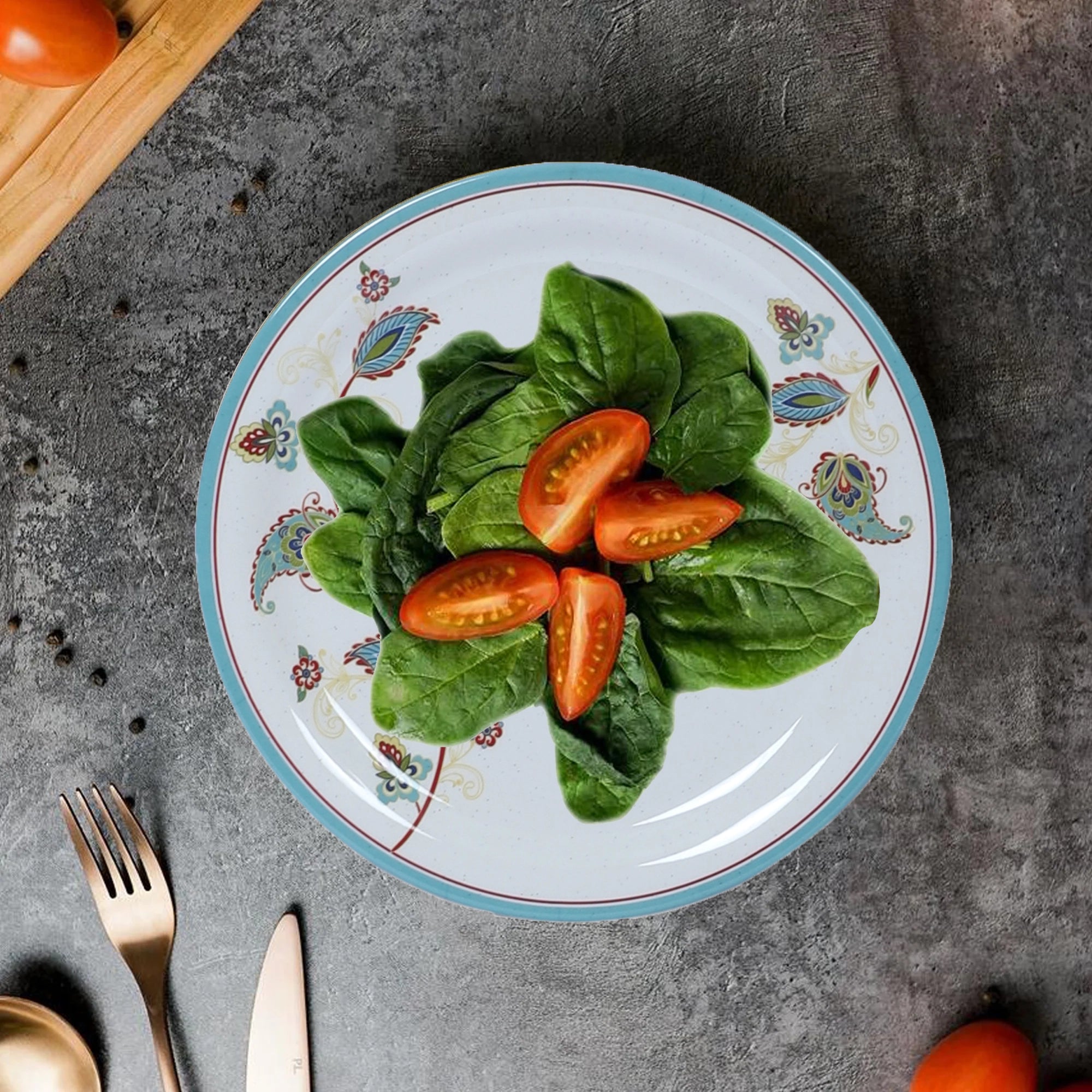 Stehlen Indian Round Dinnerware 6 Pcs Kitchen Set for home- GREEN SAPPHIRE