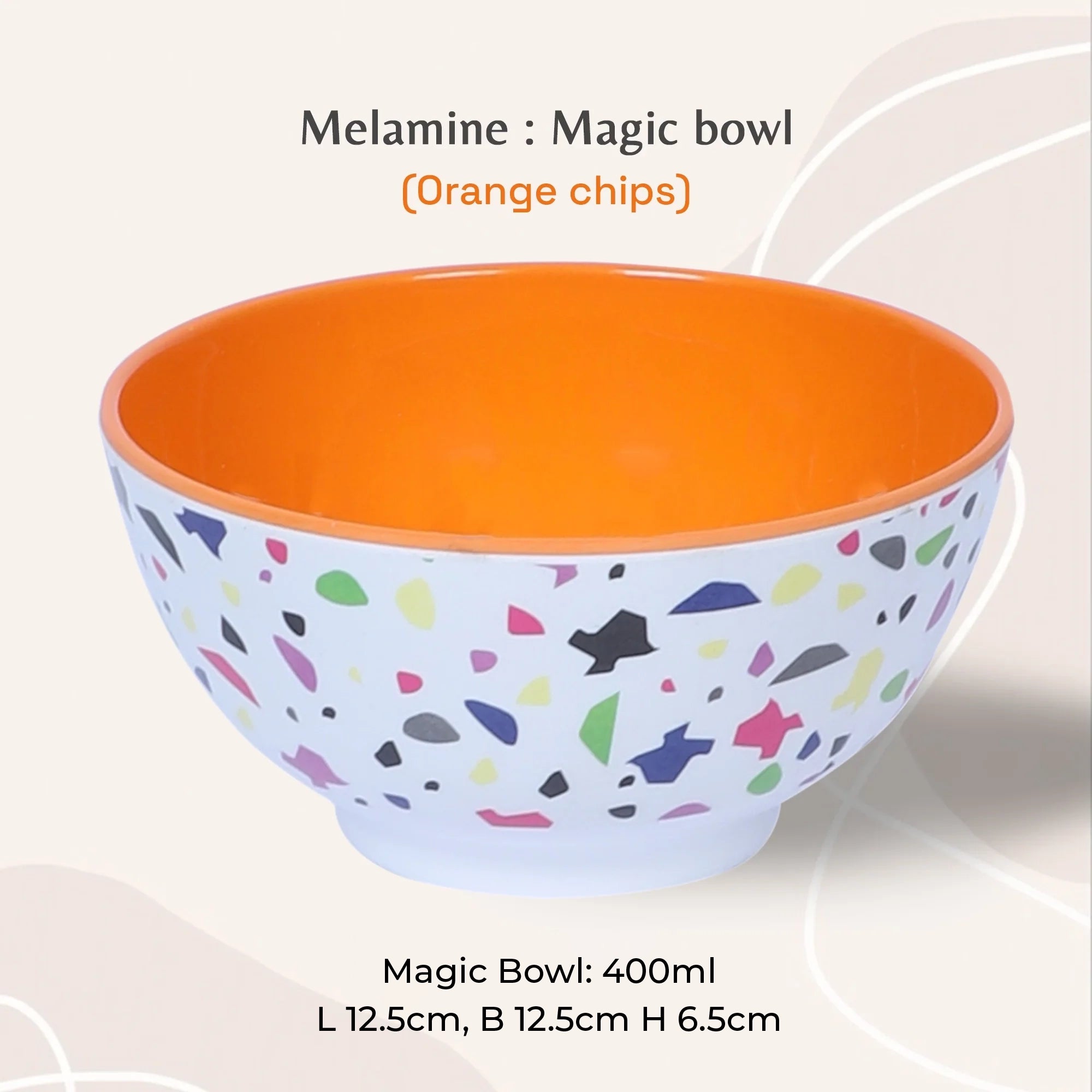 Stehlen Magic Bowl, Pure Melamine,400ml- ORANGE CHIPS