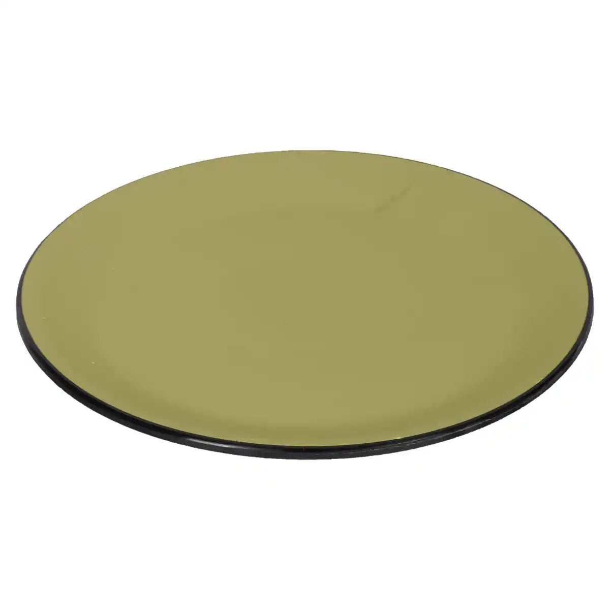 Dual Olive Melamine Round Plate Set of 6 | 12.5
