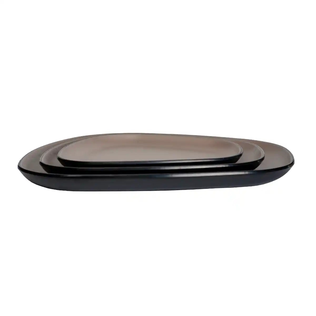 Dual Brown Melamine Trinity Platter | 11.5