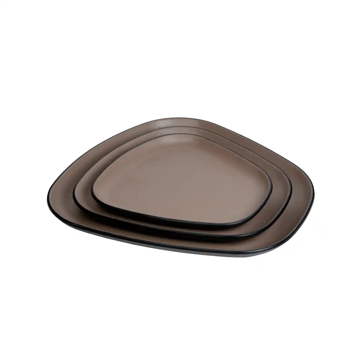 Dual Brown Melamine Trinity Platter | 11.5