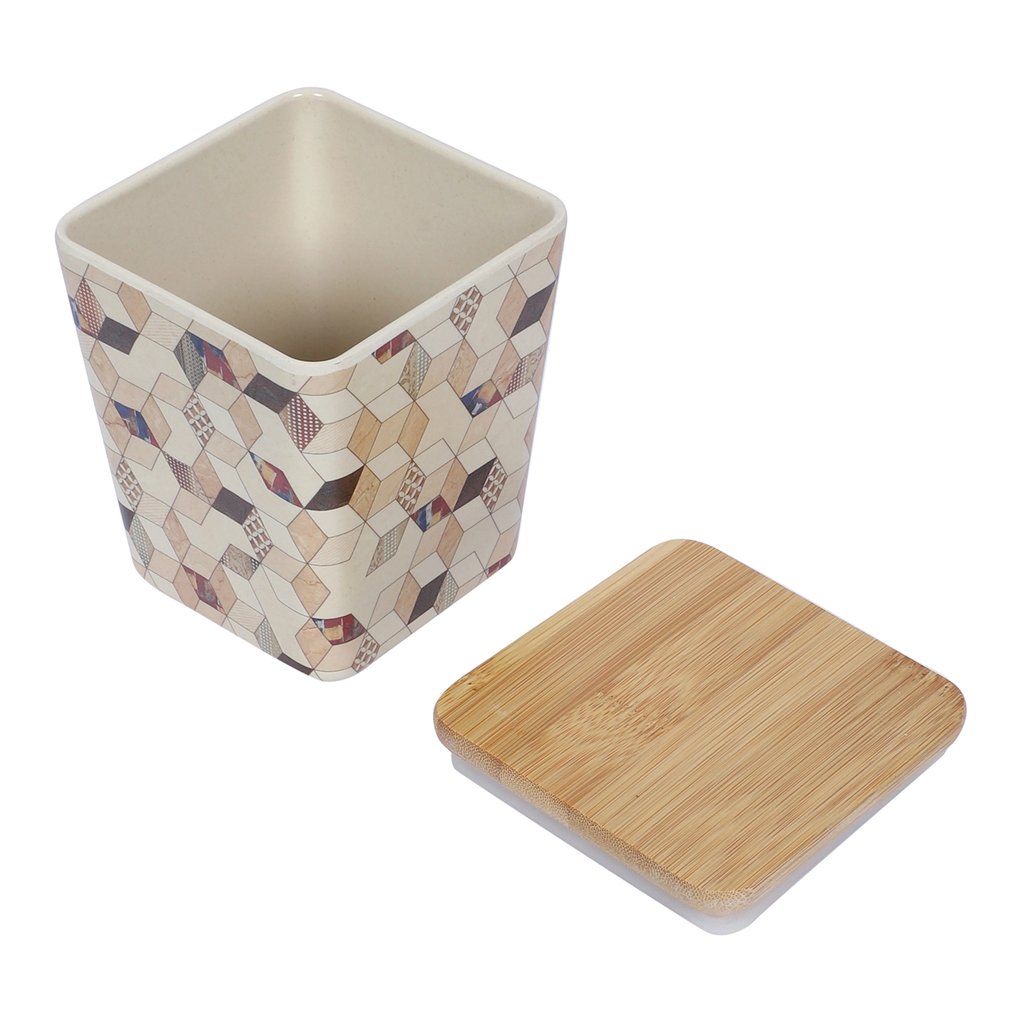 Stehlen 100% Pure melamine Set Of 3 Wooden Jars- WOODEN DIAMOND