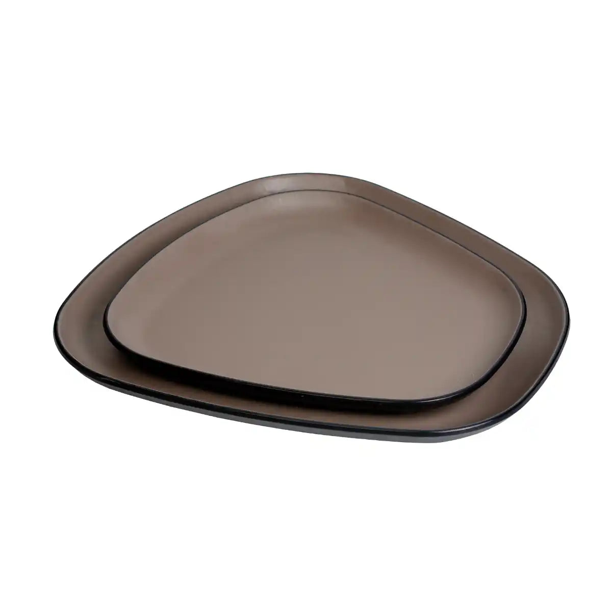 Dual Brown Melamine Trinity Platter | 11.5