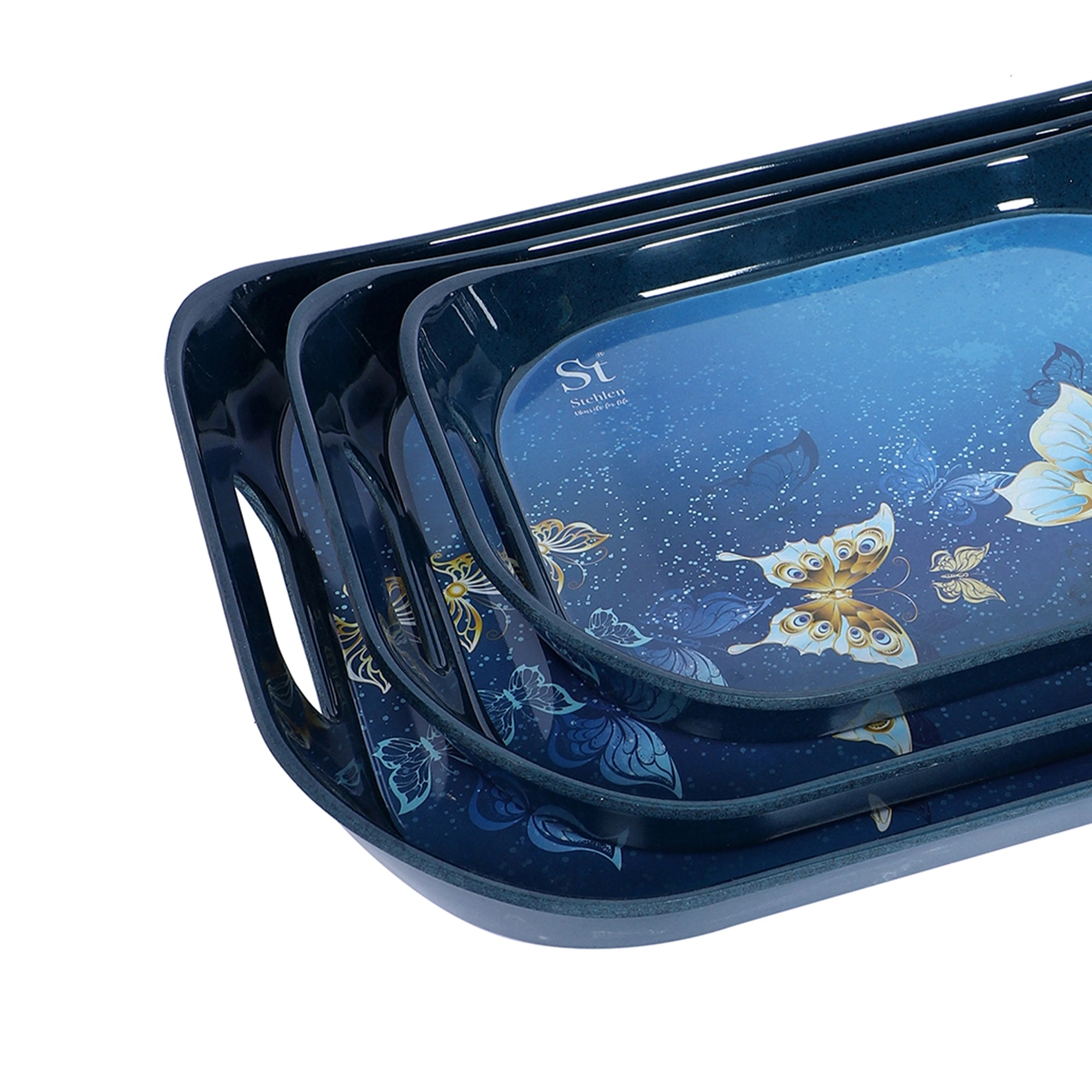 Stehlen Set of 3 Era tray, Pure melamine, ICE BUTTERFLY