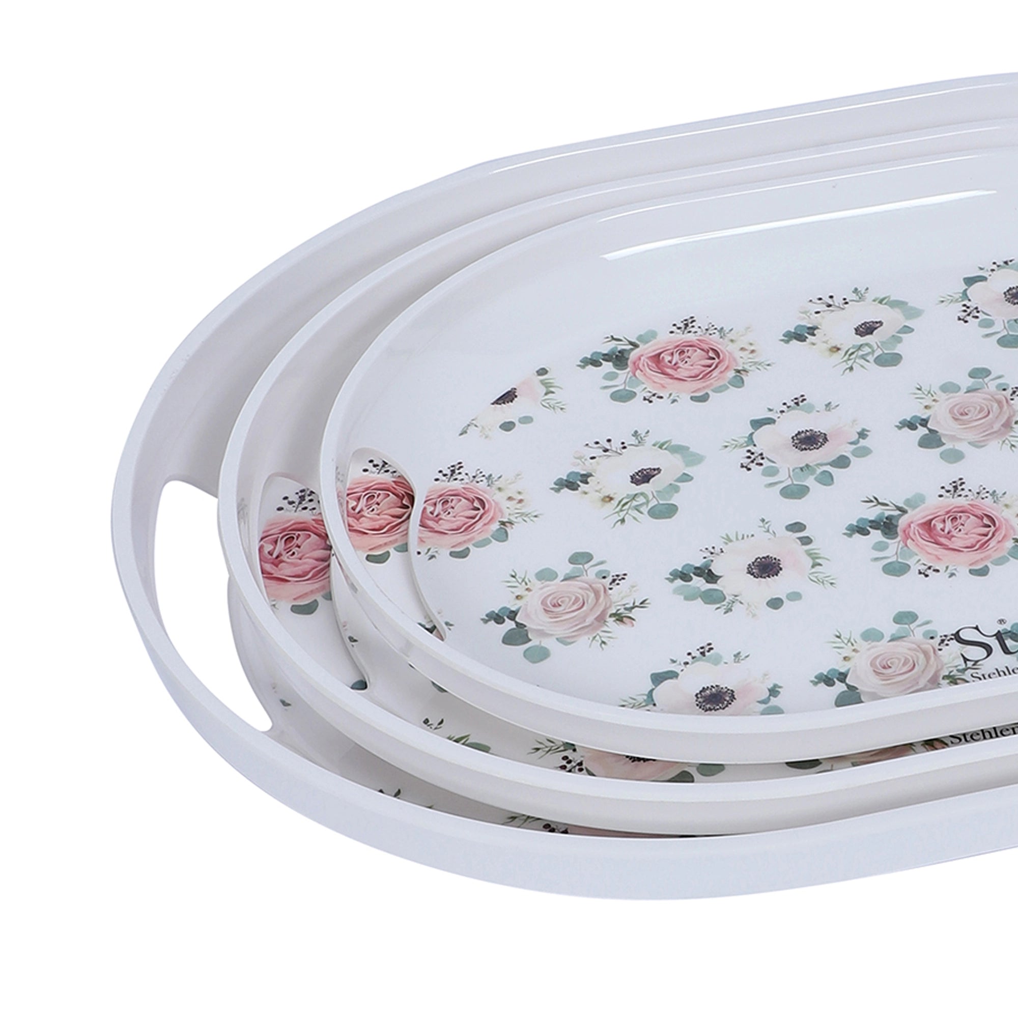 Stehlen Set of 3 Slant tray, Pure melamine, ROSE GARDEN