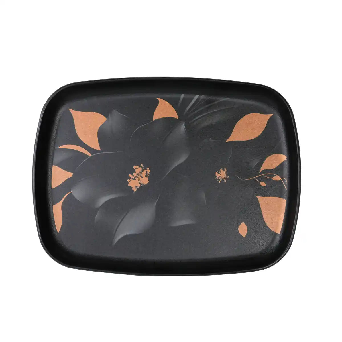 Midnight Bloom Melamine Comfort Tray Set | 3-Piece Serving Collection