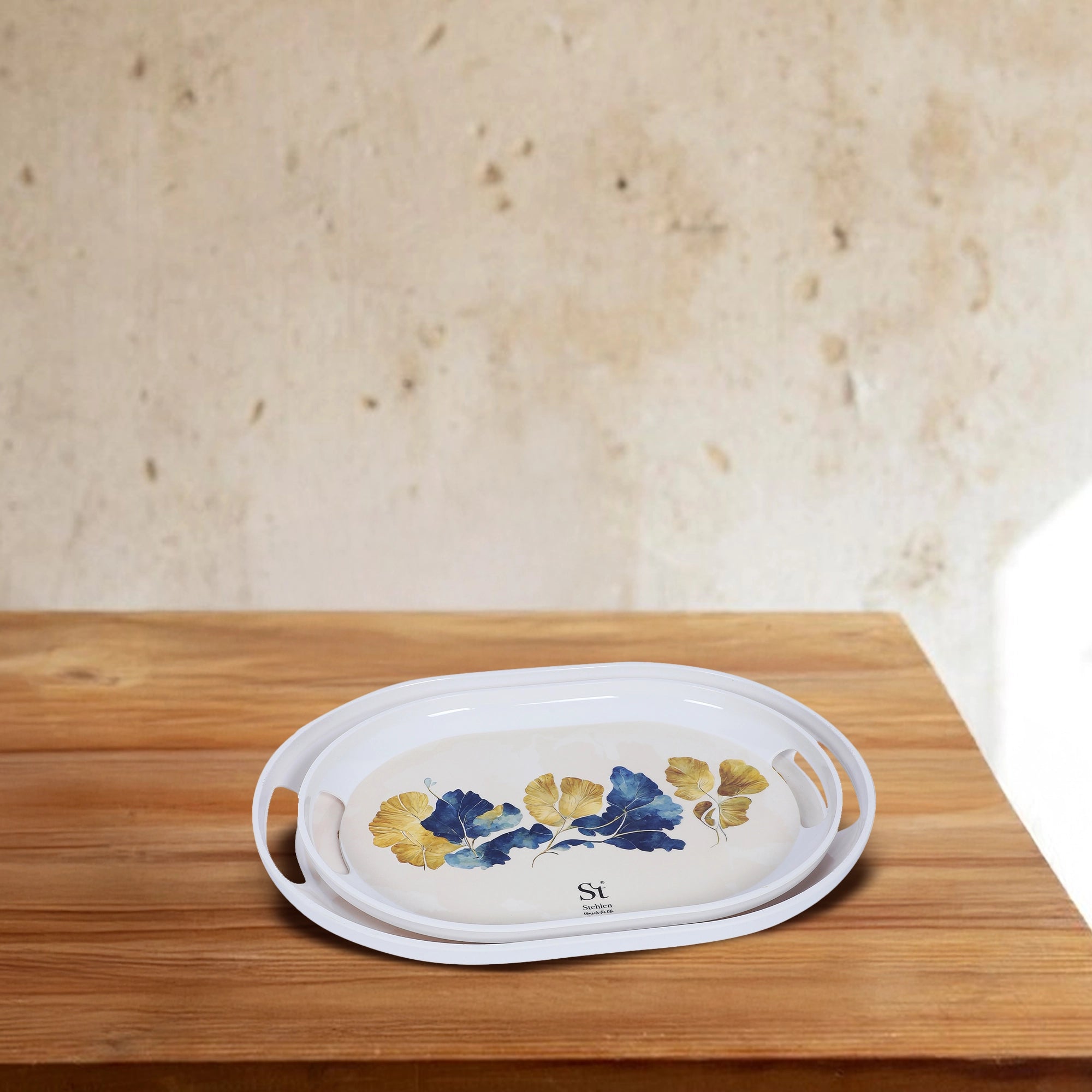 Stehlen Set of 3 Slant tray, Pure melamine- GOLD LEAF