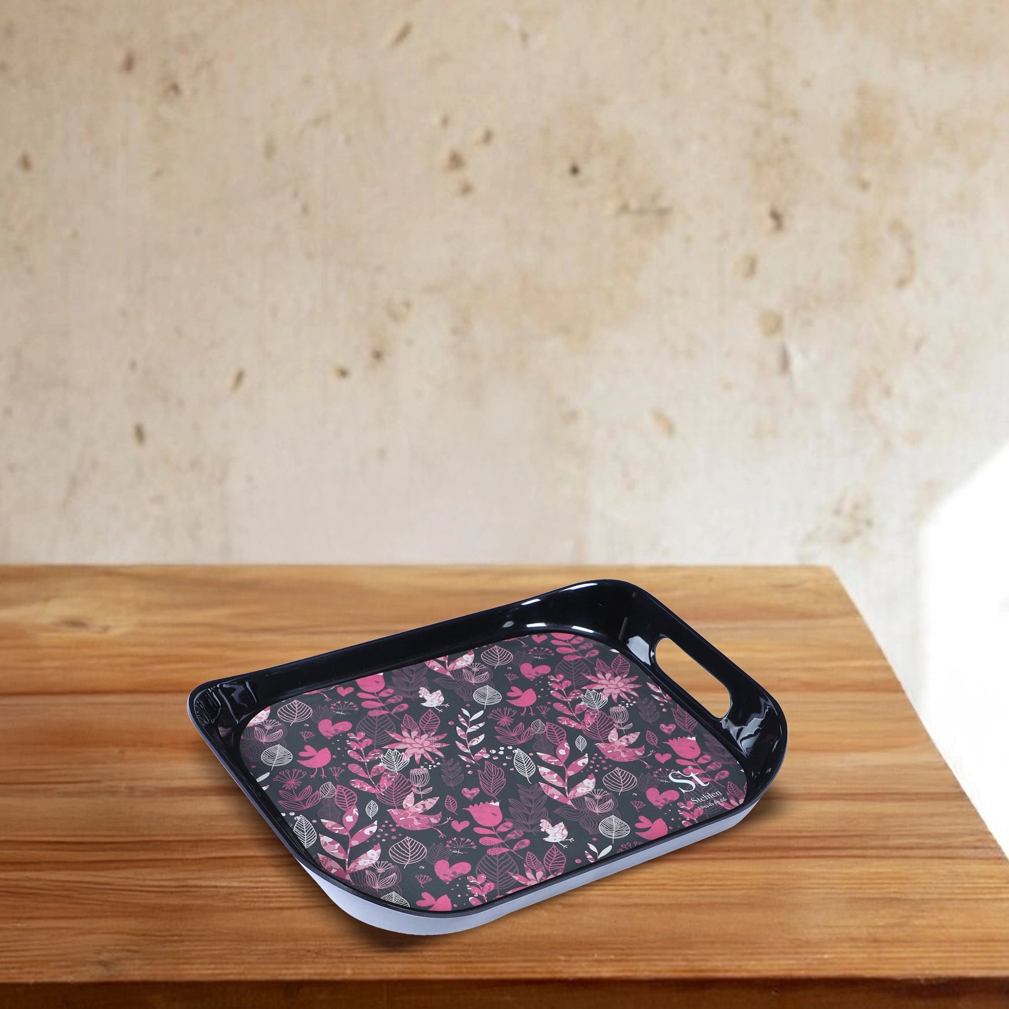 Stehlen Set of 3 Era tray, Pure melamine, PINK LILY