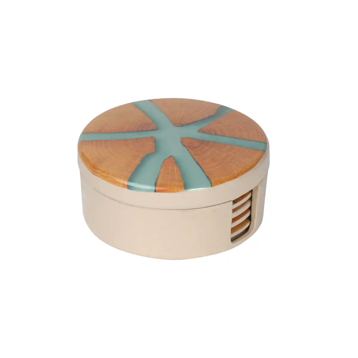 8 Pcs Melamine Coaster Set with Holder Case | Forest Vein Series – 100% Food Safe