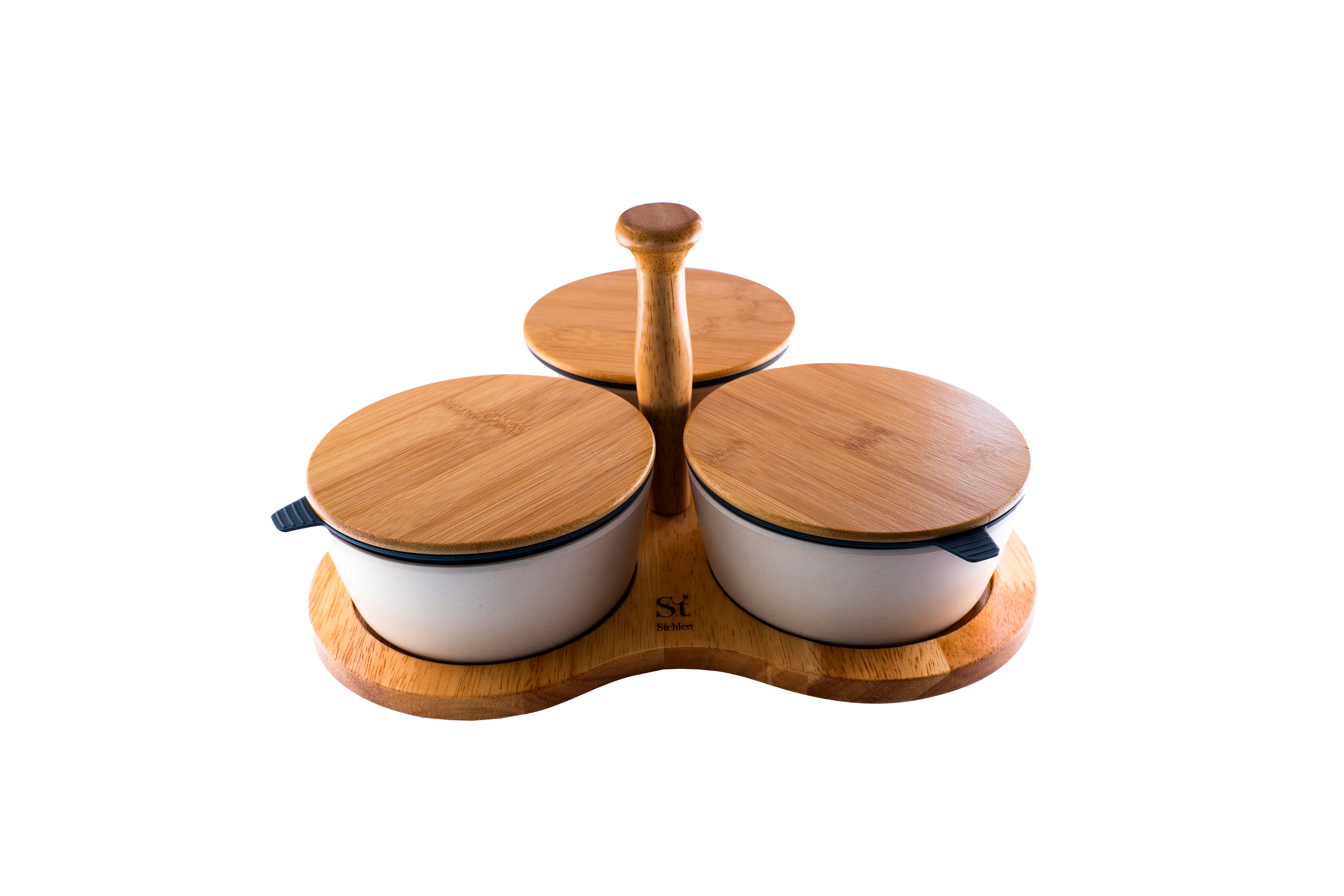 Stehlen 100% Pure melamine 4 pcs stock n seal revolving set,SET OF 4- Beige