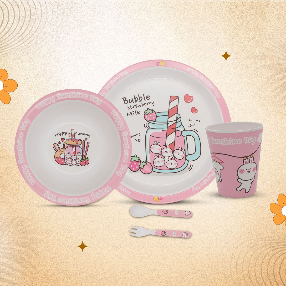 Stehlen set of 5 pcs kids feeding set, Pure melamine, BUGS BUNNY