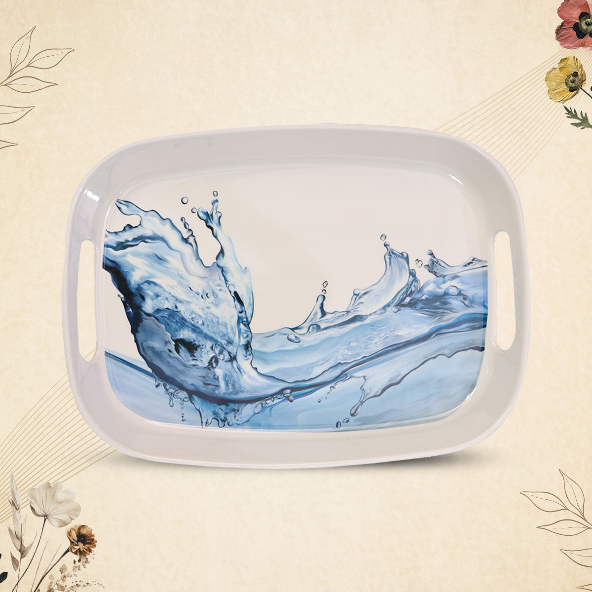 Stehlen 100% Pure melamine Handy Tray- Set of 3 Blue Splash