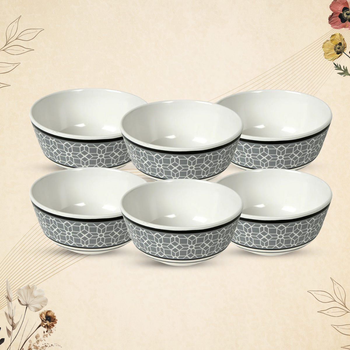 Stehlen Dinnerware, Pure melamine, Vintage, 6 Piece Vegetable Bowl, Kitchen Set for home- Cubic Gray