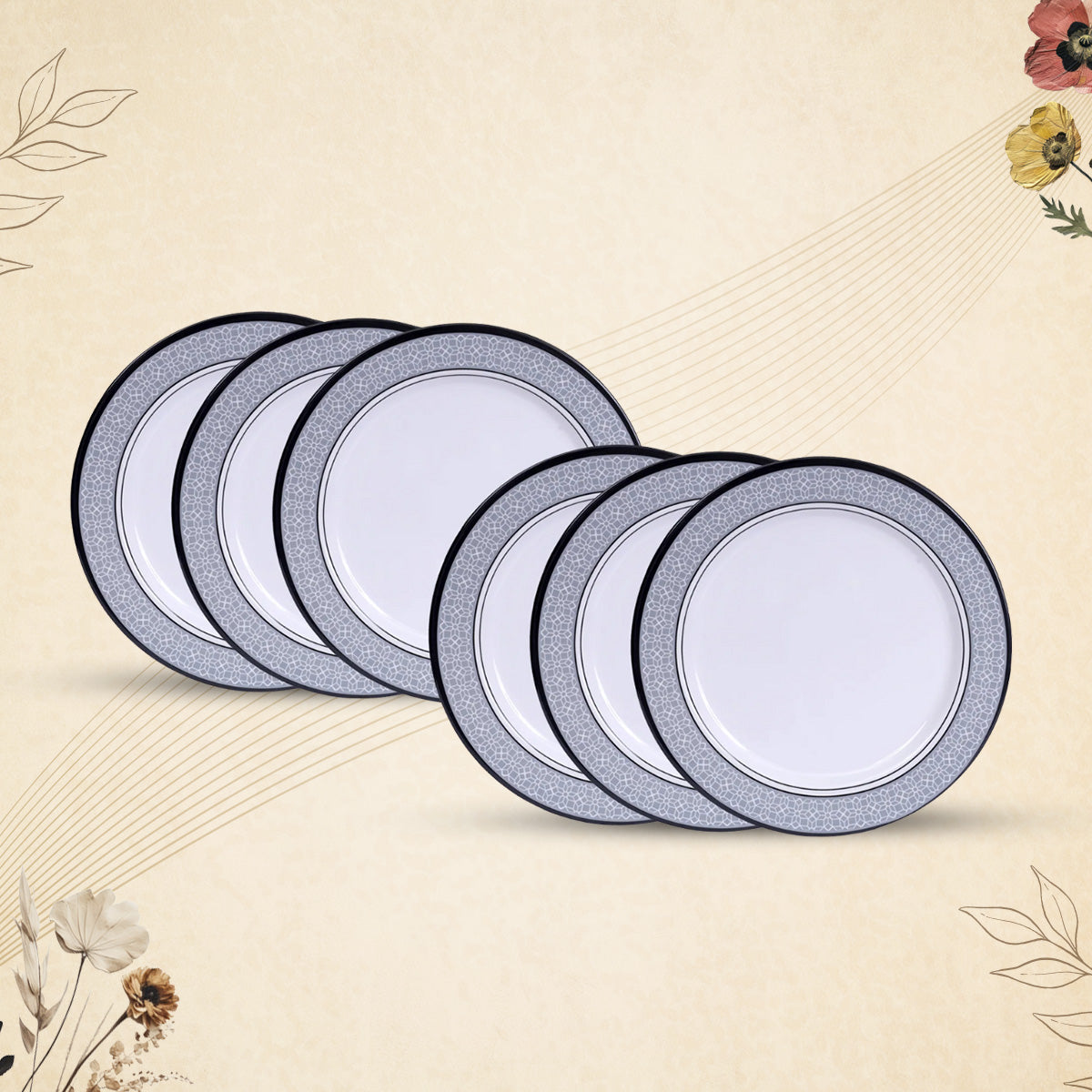 Stehlen Dinnerware, Pure melamine, Vintage, 6 Piece Dinner Plate, Kitchen Set for home- Cubic Gray