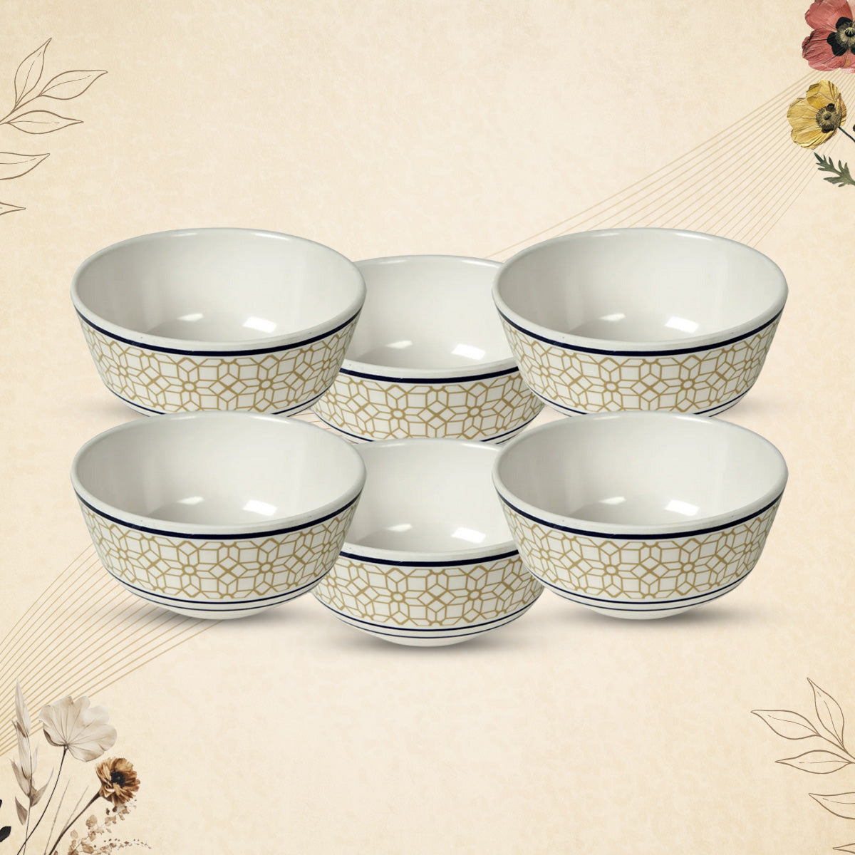 Stehlen Dinnerware, Pure melamine, Vintage, 6 Piece Vegetable Bowl, Kitchen Set for home- Cubic Yellow