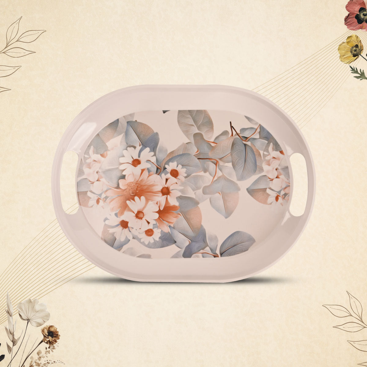 Stehlen 100% Pure melamine Slant Tray - Daisy Set of 3